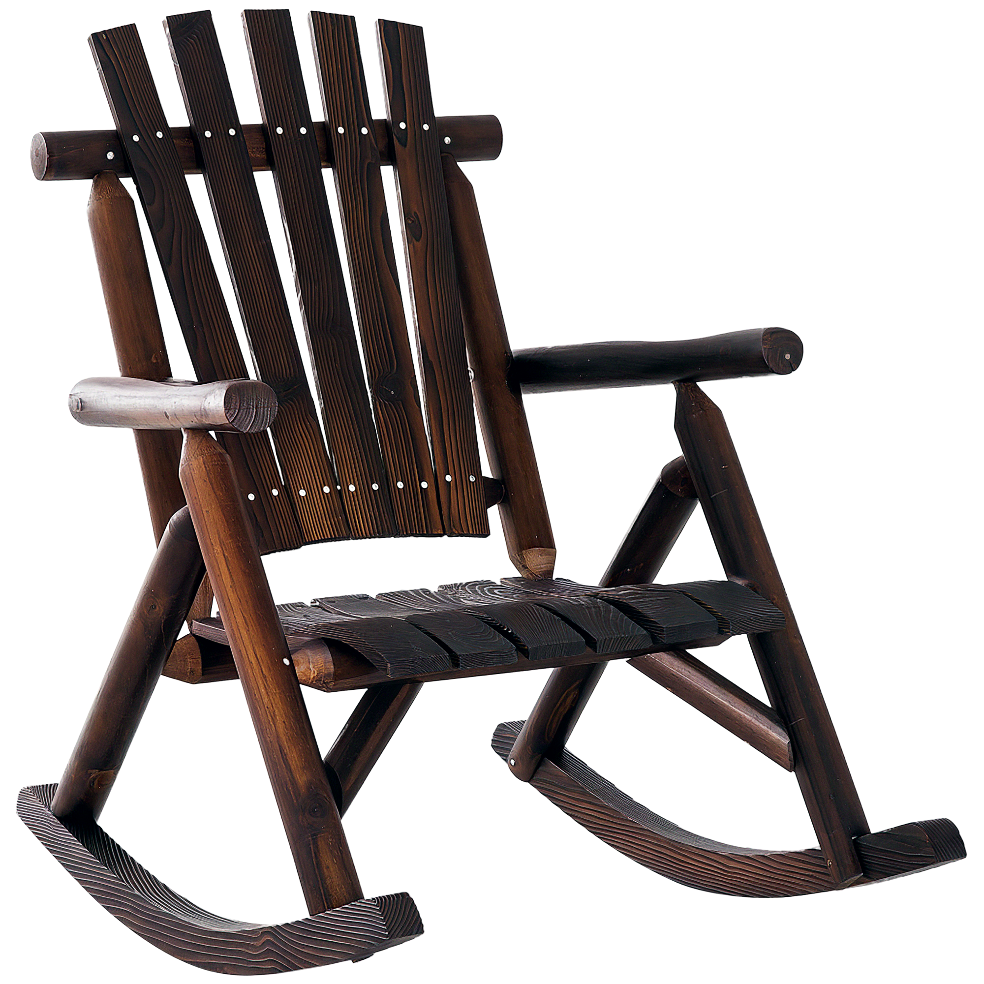 Schaukelstuhl mit Armlehne, Wetterfest, Massivholz Verkohlt, 97 x 69 x 93cm