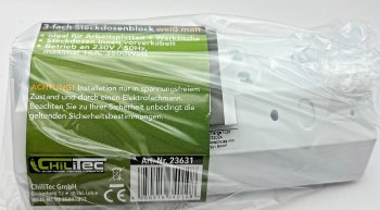 3-fach Steckdosenblock, weiß matt / 250V~/ 16A, Aufbaumontage