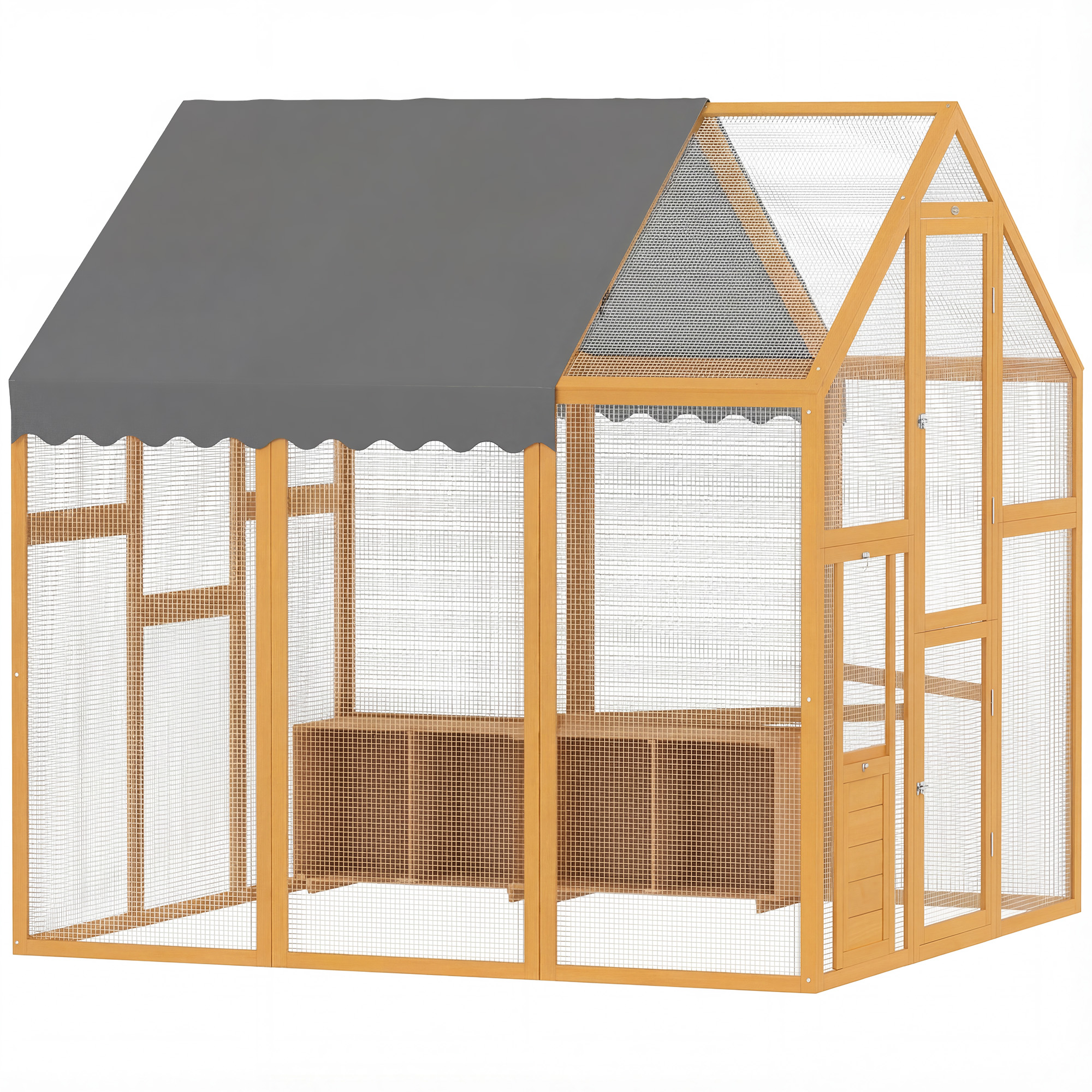 Hühnerstall 3,07㎡ Freilaufgehege Holz mit wasserdichtem Tuch, Sicherheitsschloss, für 6-8 Hühner 1,7 x 1,8 x 1,8 m