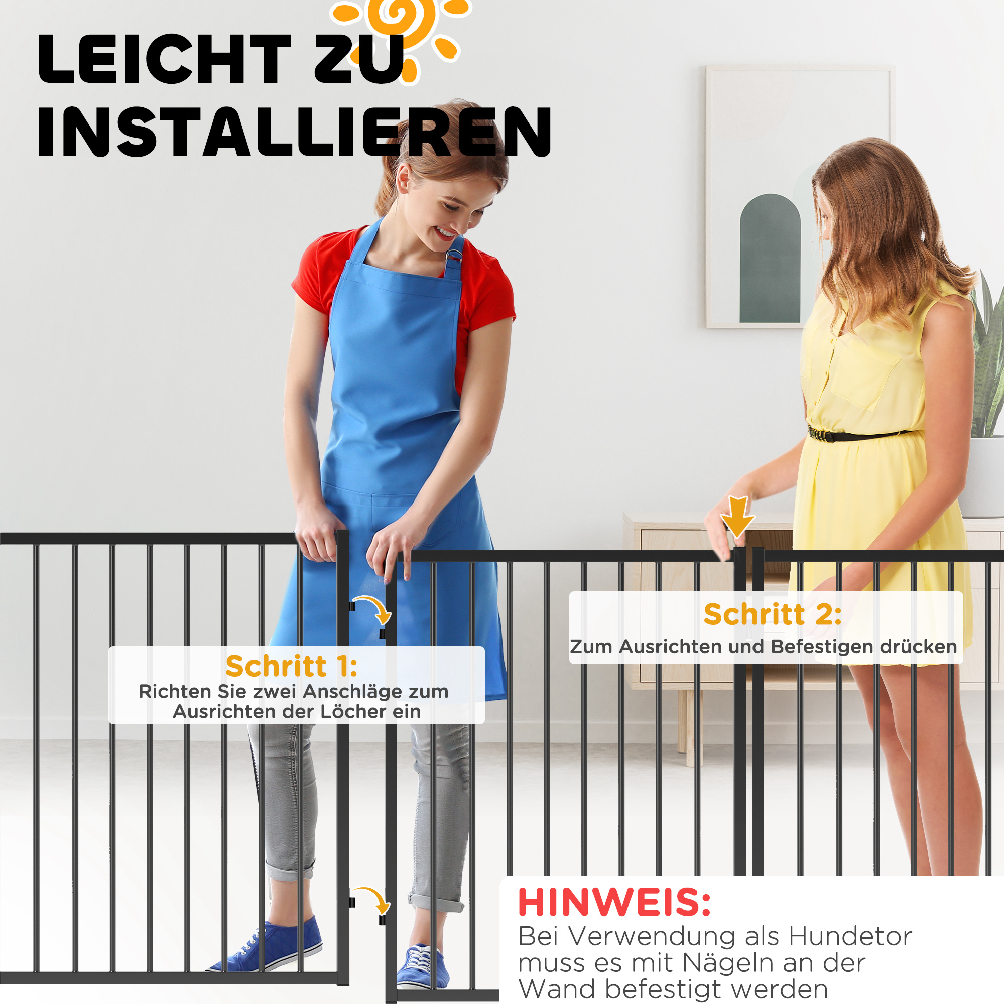 Welpenauslauf, Hundeauslauf, Welpengehege, 8 Paneele mit Tür, faltbarer und tragbarer Hundezaun, Stahl, Schwarz