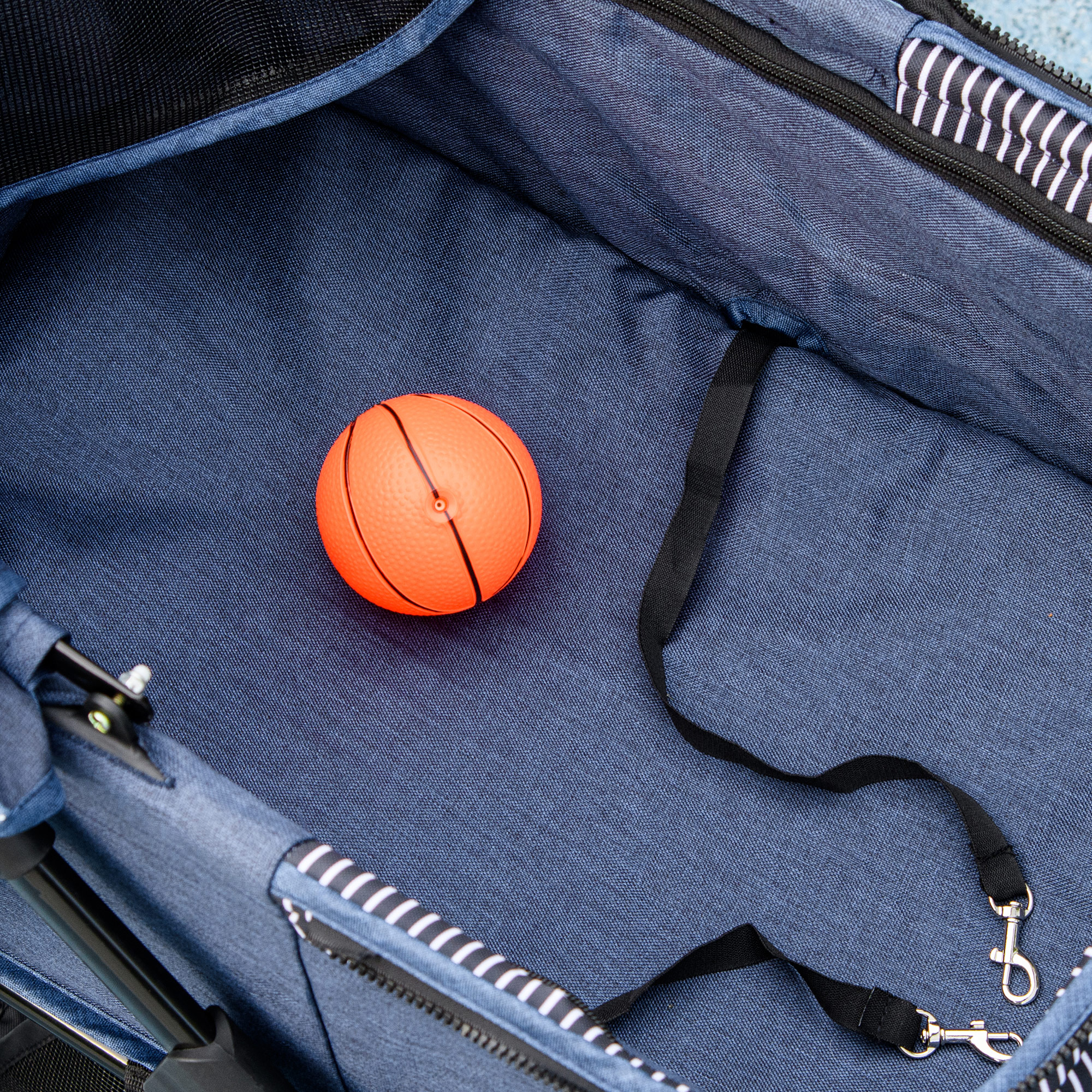 2-in-1 Hundebuggy, abnehmbare Transporttasche, klappbarer Metallrahmen, 77,5 x 51 x 99,5 cm, Dunkelblau+Schwarz