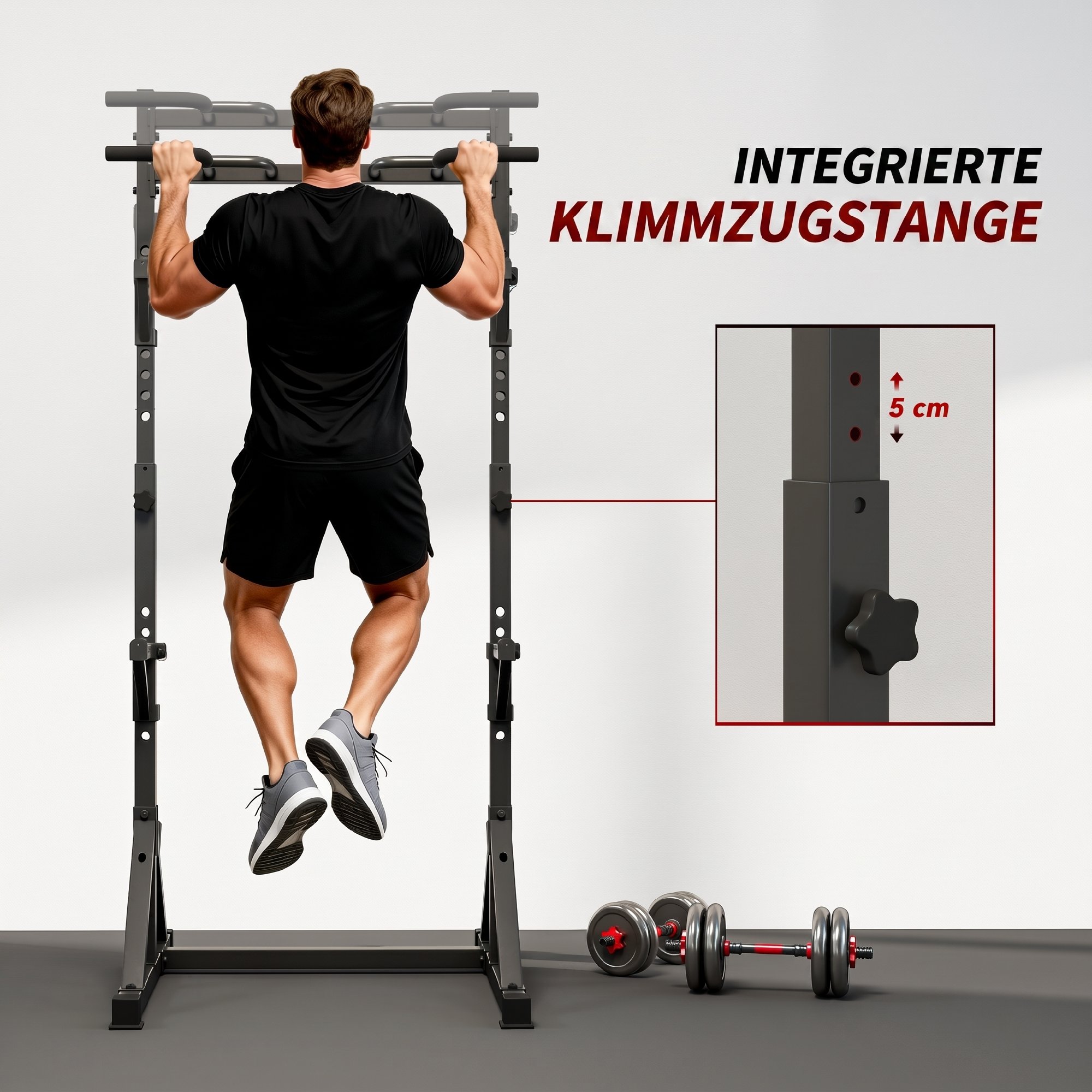 Hantelständer 2 Ebenen Hantelscheibenständer aus Stahl Langhantelablage bis 200 kg belastbar Squat Rack
