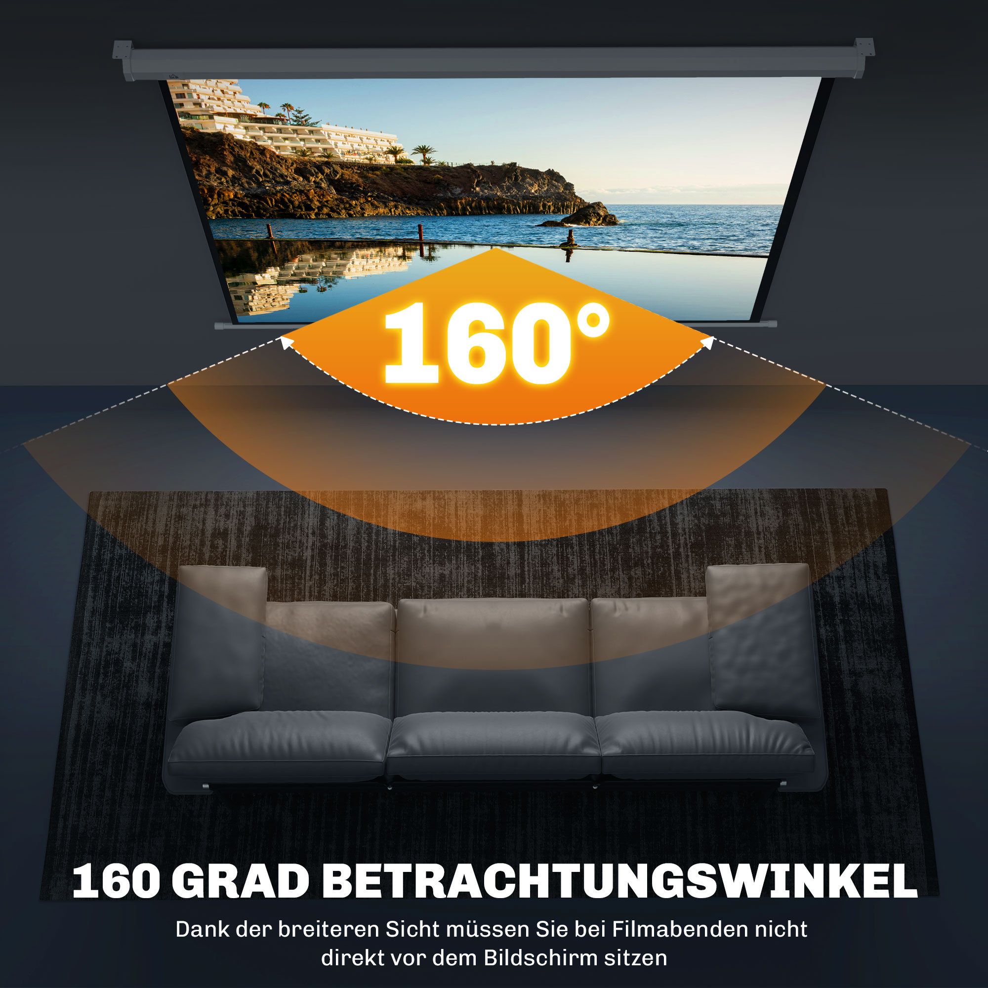 Beamer Leinwand 171 x 128 cm 84 Zoll 4:3 HD 4K Projektionsleinwand Kunststoff, Metall Heimkino