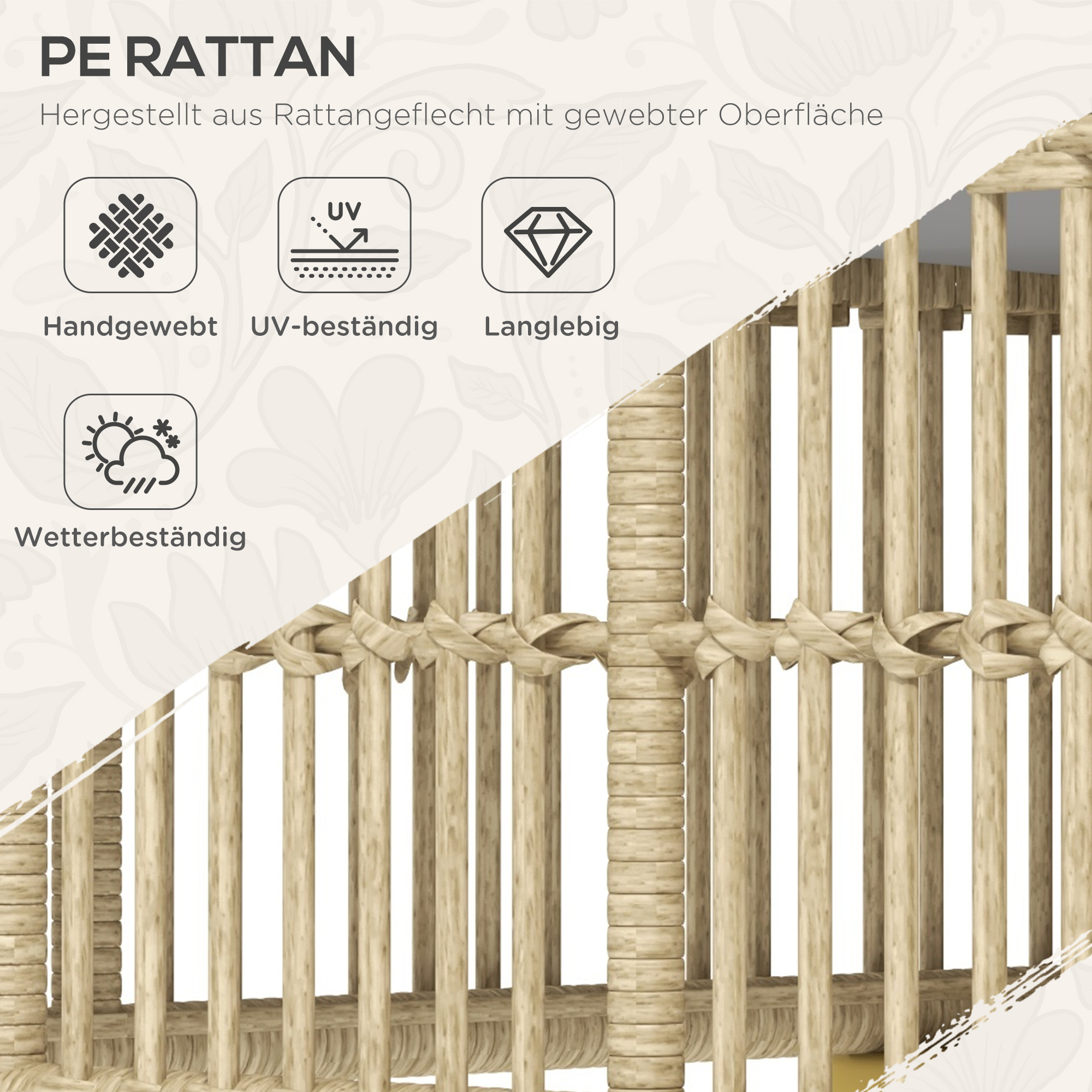 Gartengarnitur, 5-teilig, inkl. Sitzkissen, Kunstrattan, rostfreier Stahlrahmen, Hellgrau