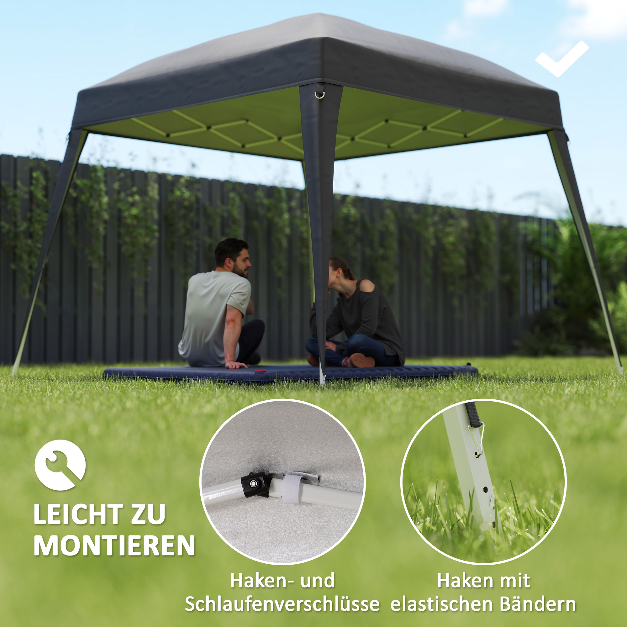 Pavillon-Ersatzdach, Ersatzplane für 3 x 3 m Gartenpavillon, Gartenzeltdach-Ersatz, UPF50+, Oxford-Stoff, Dunkelgrau