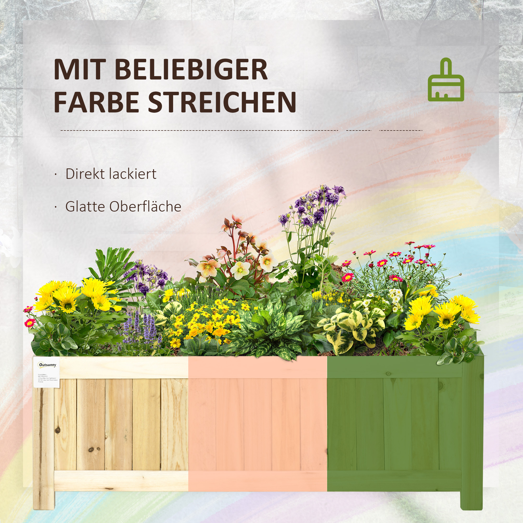 Klappbares Hochbeet, Massivholz, Wetterbeständig, 70 cm x 30 cm x 25 cm, Natur