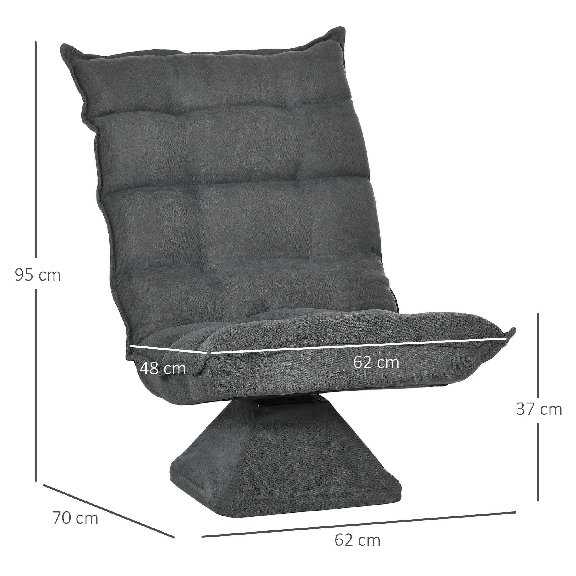 Relaxsessel Lesesessel, drehbar, Leinenoptik, 62 cm x 70 cm x 95 cm, Grau