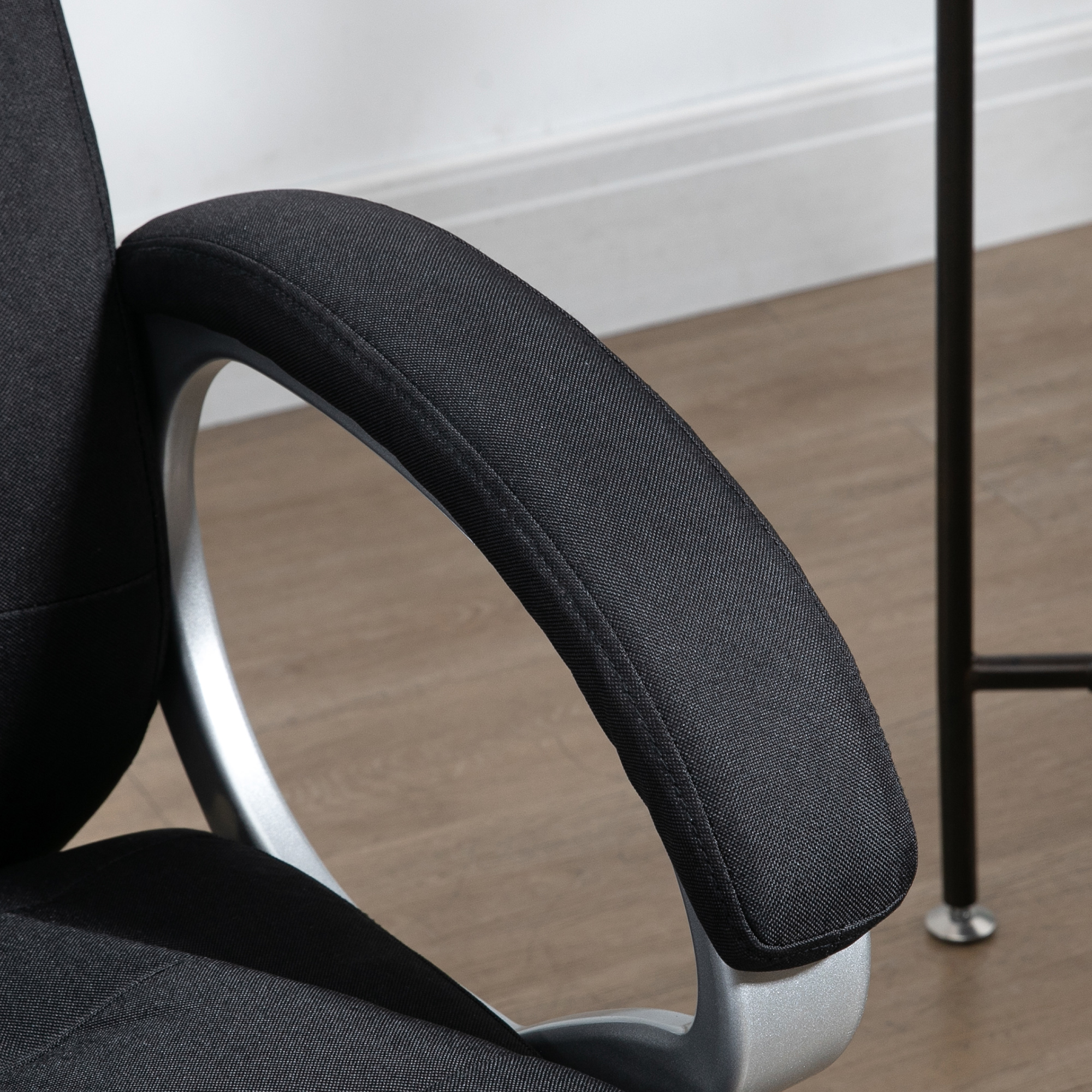 Bürostuhl Arbeitsstuhl Schreibtischstuhl Drehstuhl 360° Ergonomisch Wippfunktion Höhenverstellbar Schwarz Leinen 64 x 75 x 111-121 cm