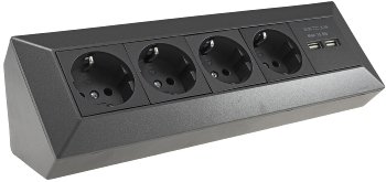 4-fach Steckdosenblock+2x USB, anthrazit - 250V~/ 16A, Aufbaumontage, USB 3,1A 4-fach Steckdosenblock+2x USB, anthrazit - 250V~/ 16A, Aufbaumontage, USB 3,1A