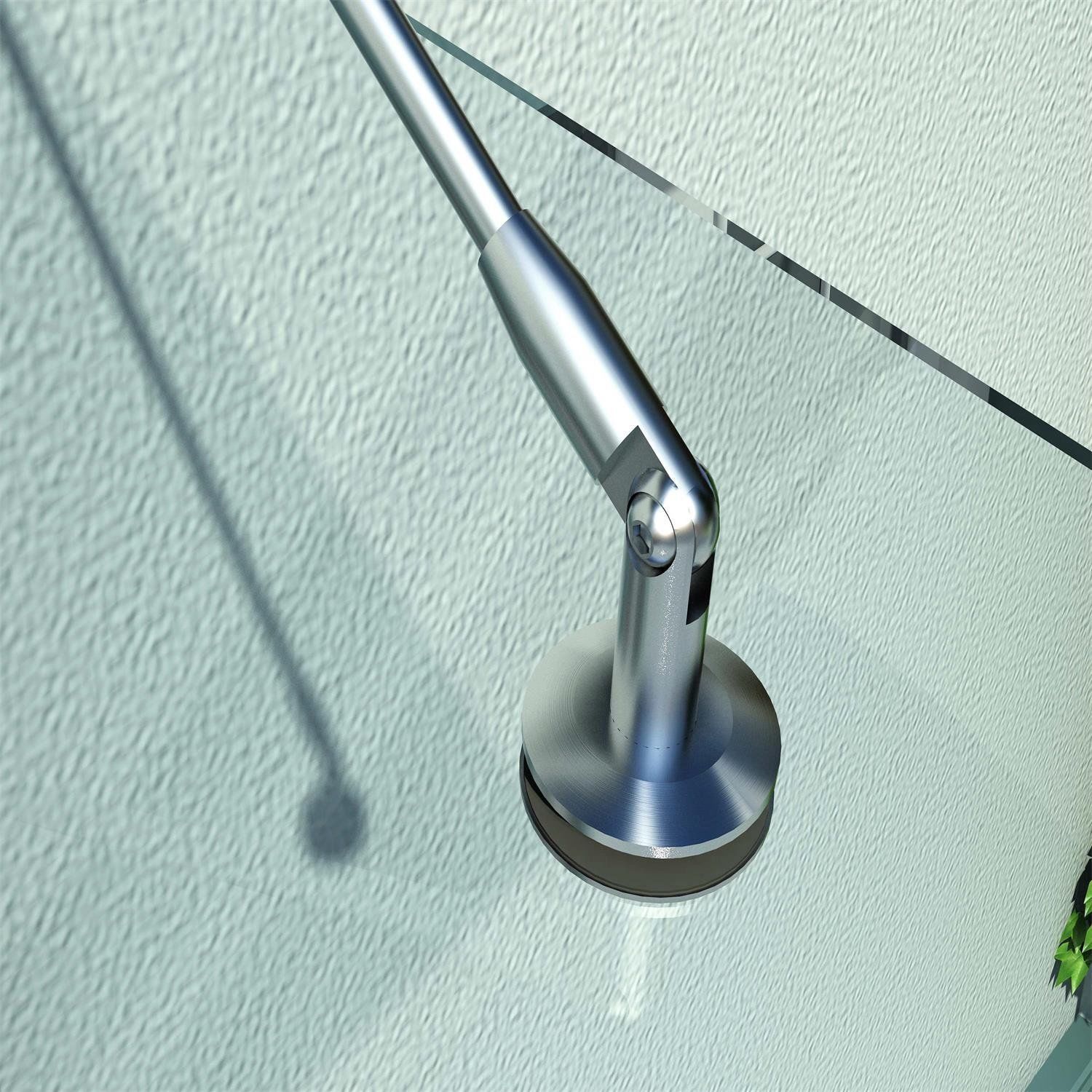 Vordach Glasvordach Türvordach gehärtetes Glas(ESG) Edelstahl Klarglas (200x90cm) (L)