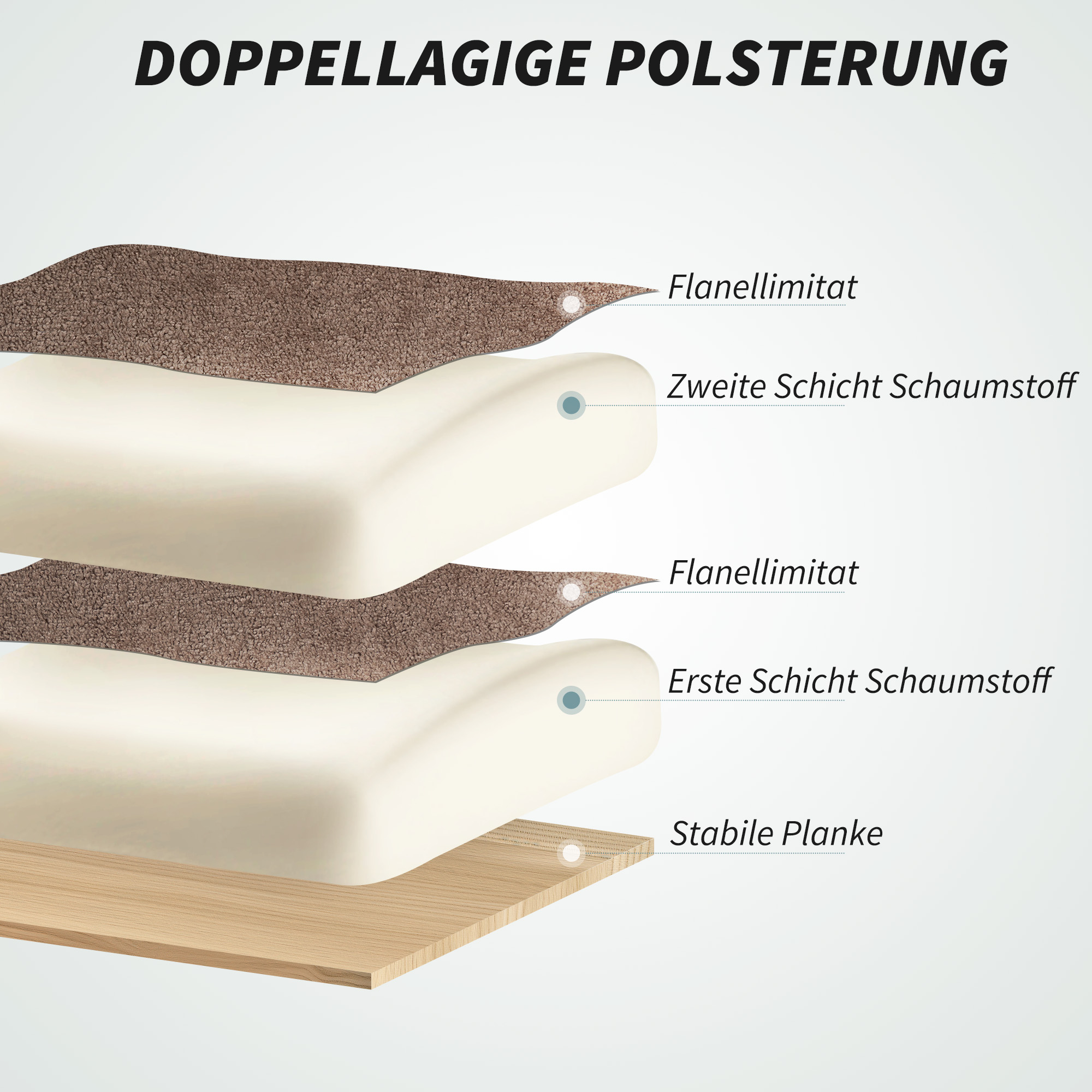 ergonomischer Bürostuhl, neigbare Rückenlehne, Fußstütze, weicher Stoff, Hellbraun