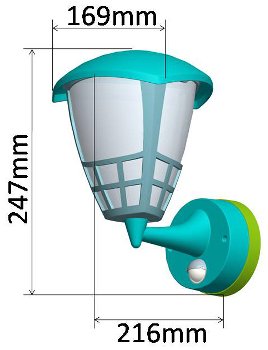 LED Wandleuchte "TELARANA" IP65, 16W, 1026lm, 140° Bewegungsmelder, 2900K