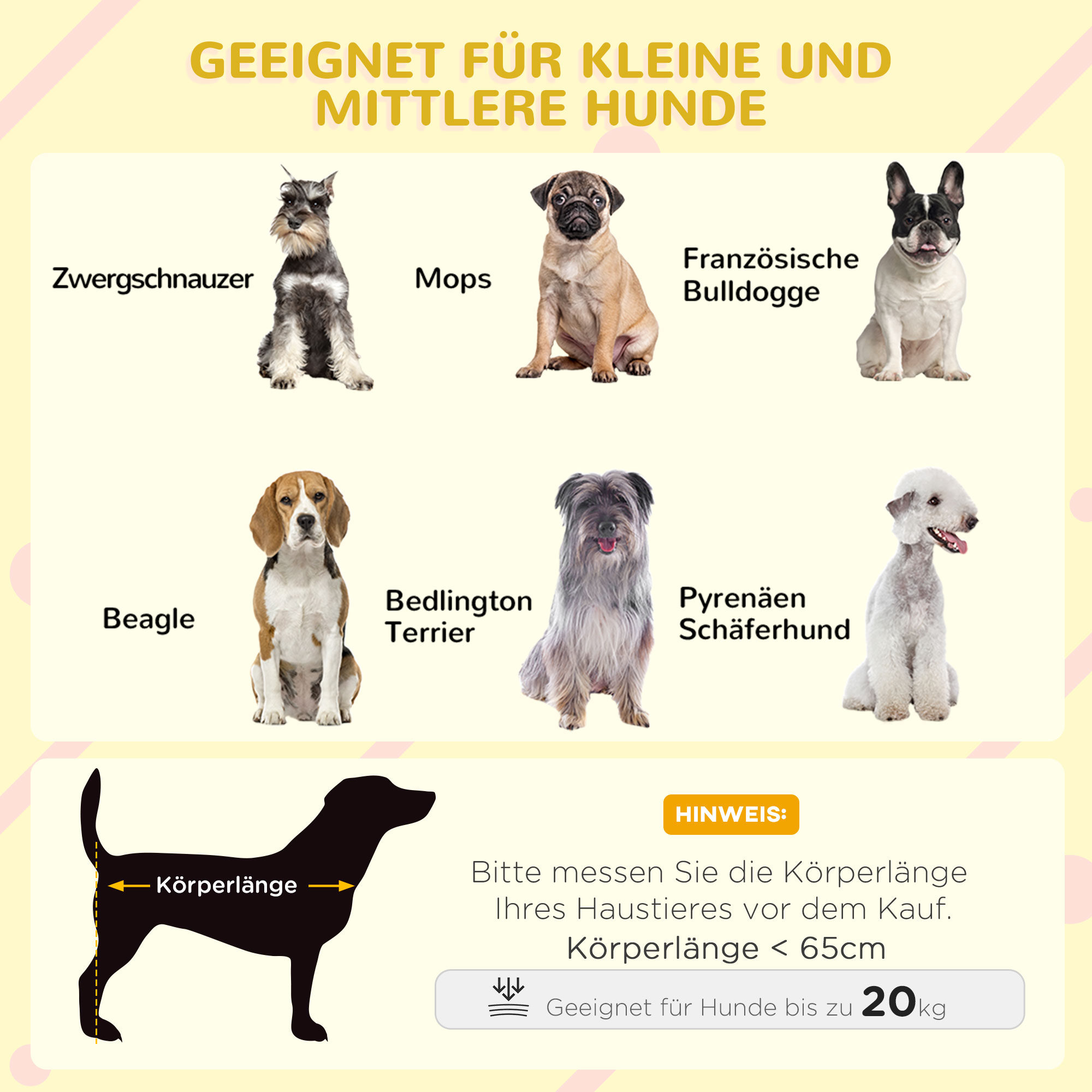 Hundehütte, Dachterrasse, Treppe, Fenster, Bodenabstand, Naturholz, hellgrau, 121 x 77 x 78cm