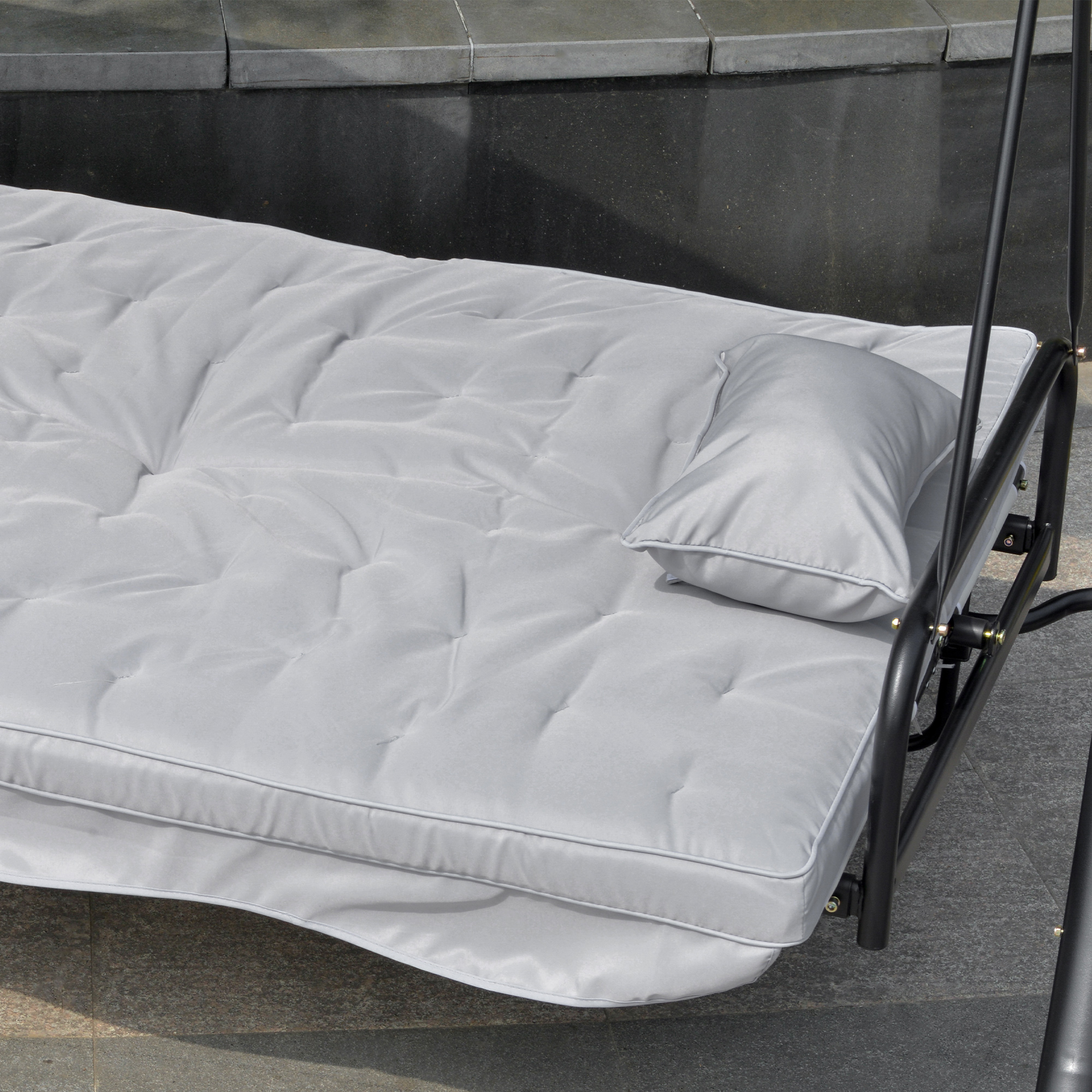 Hollywoodschaukel mit Lesefunktion, Gartenschaukel mit Baldachin, Outdoormöbel, Grau