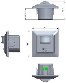DELPHI Bewegungsmelder 160°, silber / LED geeignet, 250V~, Unterputz, 2-Draht