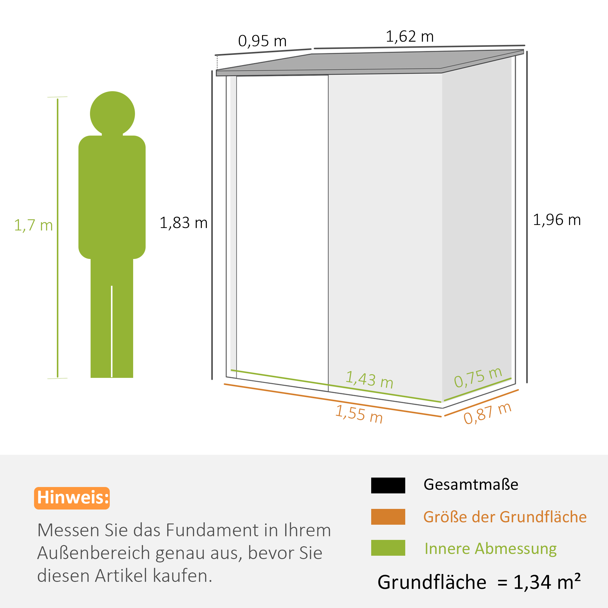 Gartenschuppen Geräteschuppen, verschließbare Tür, wetterbeständig, inkl. Regale, 161,5 cm x 94,5 cm x 196 cm, Schwarz