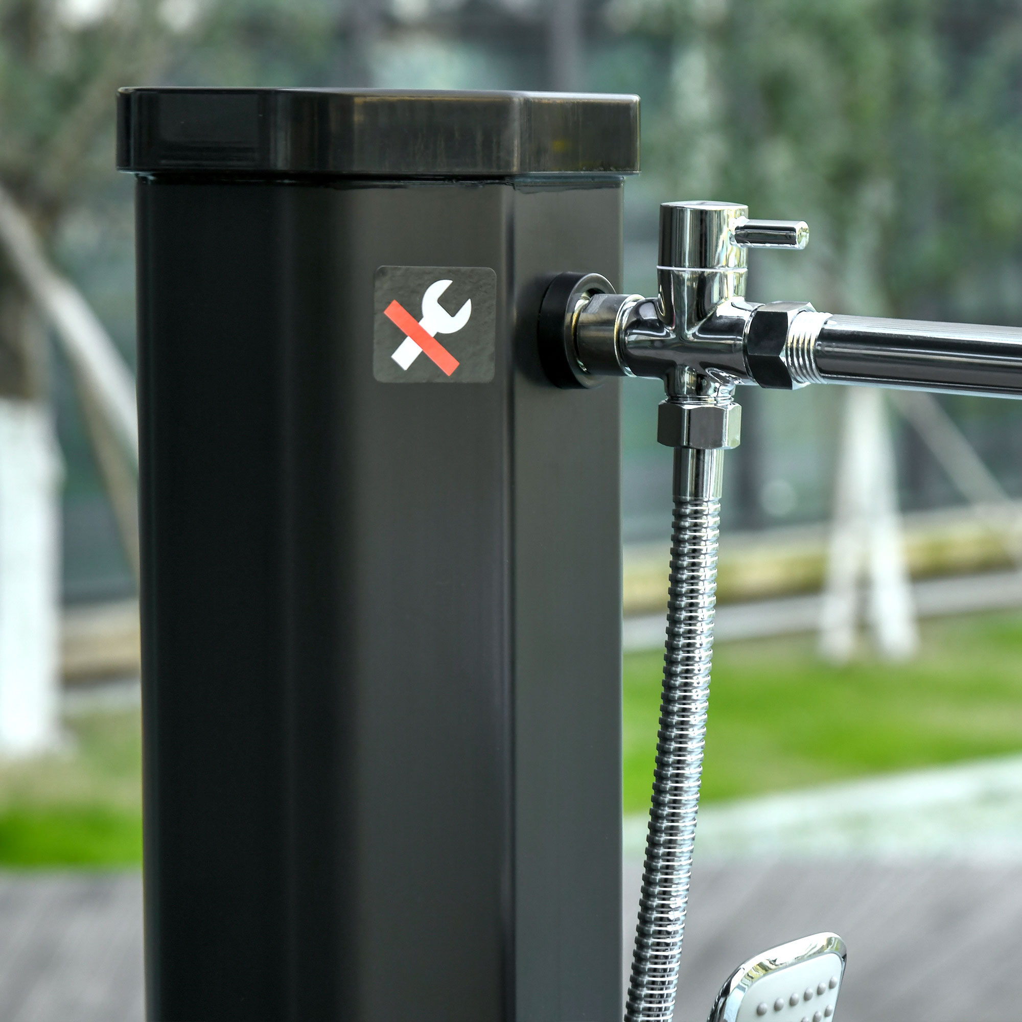 Solardusche 35 Liter 0-55 ? warmes Wasser Camping Pooldusche mit Wasserhahn und Regenduschkopf Schwarz 17,5 x 14,5 x 216 cm