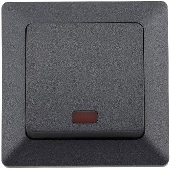 MILOS Kontroll-Schalter mit Lämpchen, 250V~/ 10A, inkl. Rahmen, UP, Anthrazit