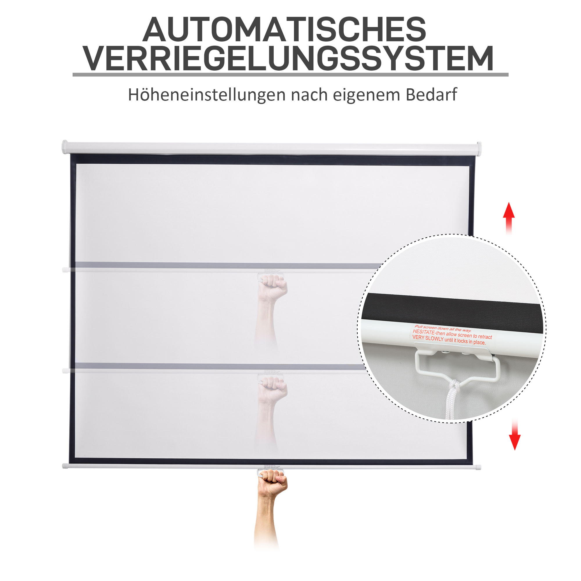Beamer Leinwand 203 x 152 cm 100 Zoll 4:3/ 16:9 Projektionsleinwand Manuell für Heimkino
