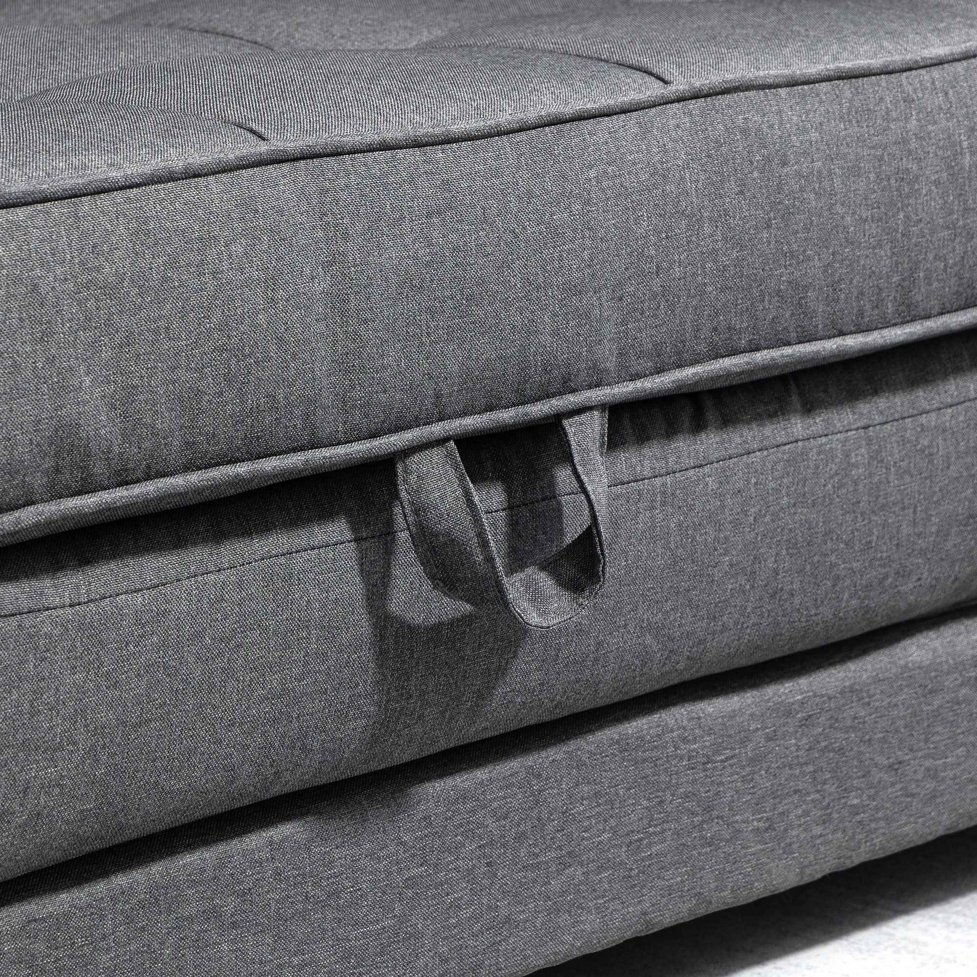 Schlafsofa Klappsofa 2-Sitzer Stoffsofa Bettsofa Sofa mit Schlaffunktion Sofagarnitur Leinen-Touch Gummiholz Grau 147,5 x 75 x 85 cm