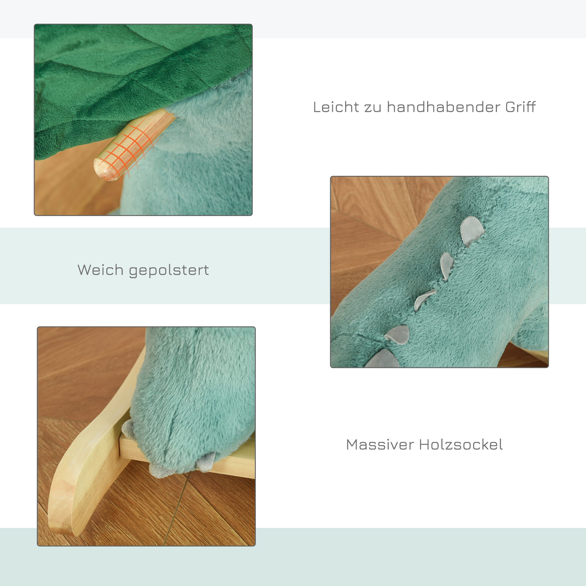 Kinder Schaukel Schaukeltier Schaukelpferd Dunkelgrün 64 x 30 x 54 cm