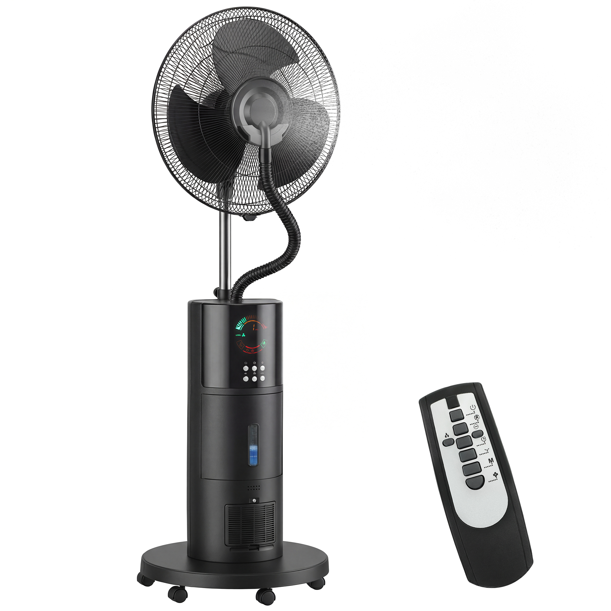 4-in-1 Standventilator mit Wassernebel Luftreiniger Mückenschutz 9-Stunden-Timer 3 Modi Fernbedienung Schwarz
