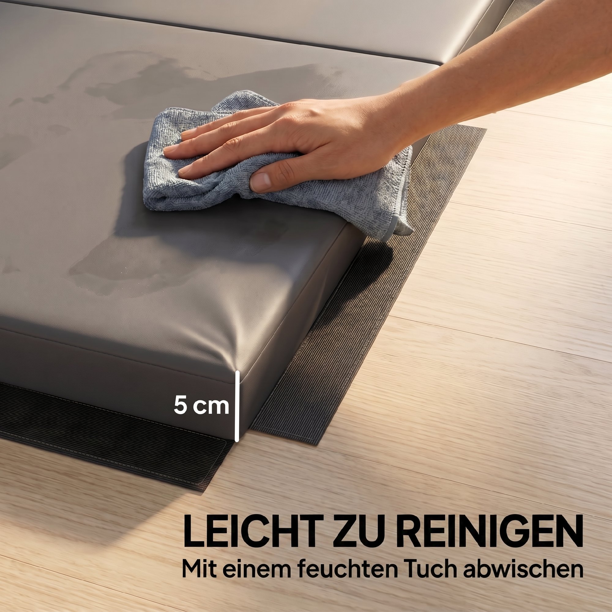 Trainingsmatte, faltbare Fitnessmatte Sportmatte mit Griffen Gymnastikmatte Grau, 180 x 80 x 5 cm