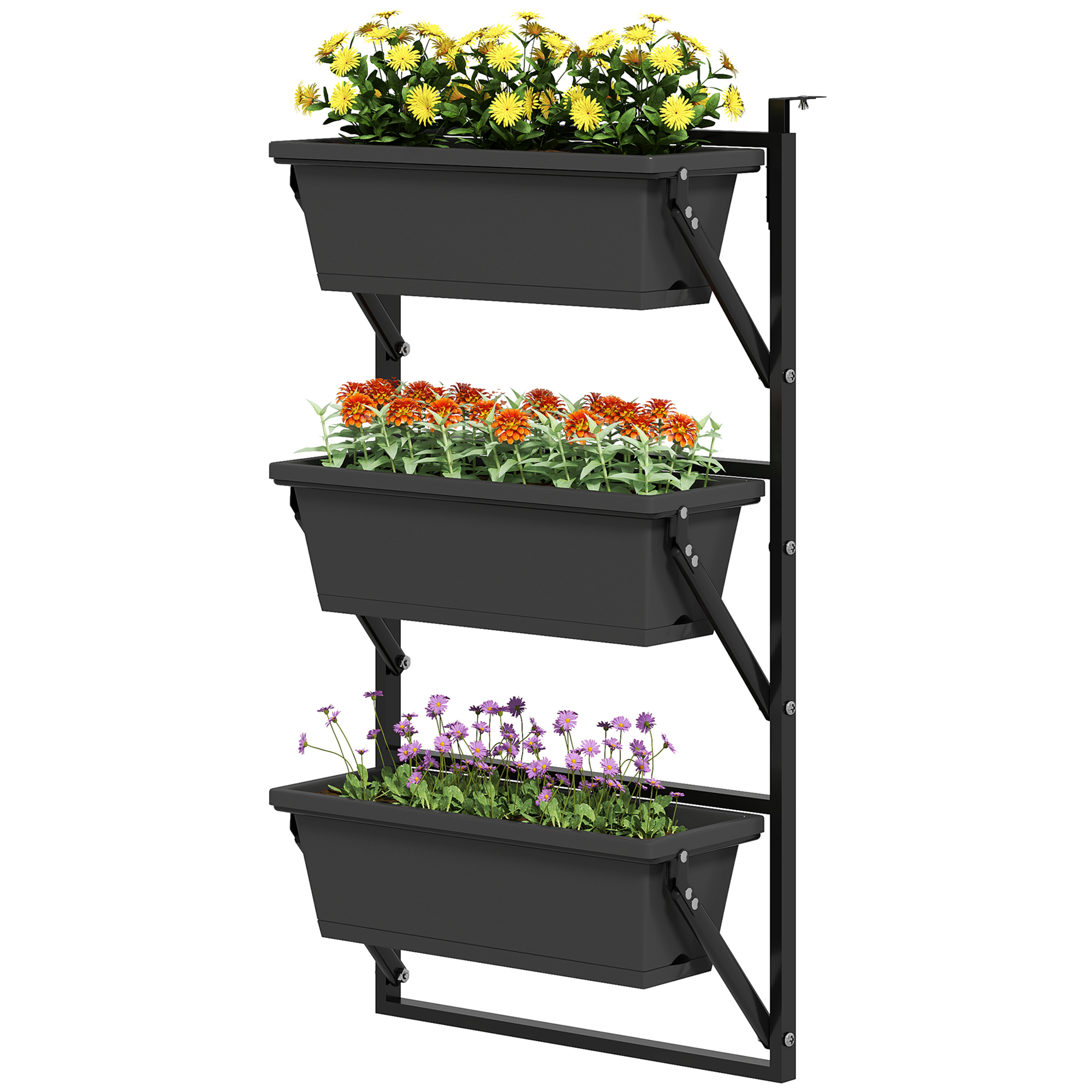 er Set Blumentopf Pflanzkübel mit Löcher, 56x42 cm Pflanztöpfe, eckig Pflanztopf, Kunststoff Dunkelgrau