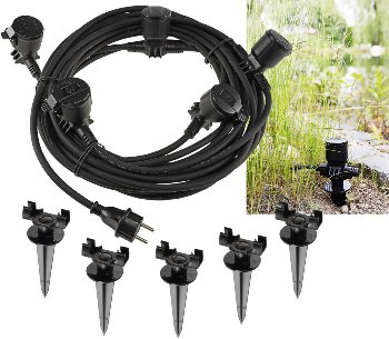 Gartensteckdose für Außen, IP44, 5-fach - Einzelsteckdosen, 5+2,5+2,5+2,5+2,5m Gartensteckdose für Außen, IP44, 5-fach - Einzelsteckdosen, 5+2,5+2,5+2,5+2,5m