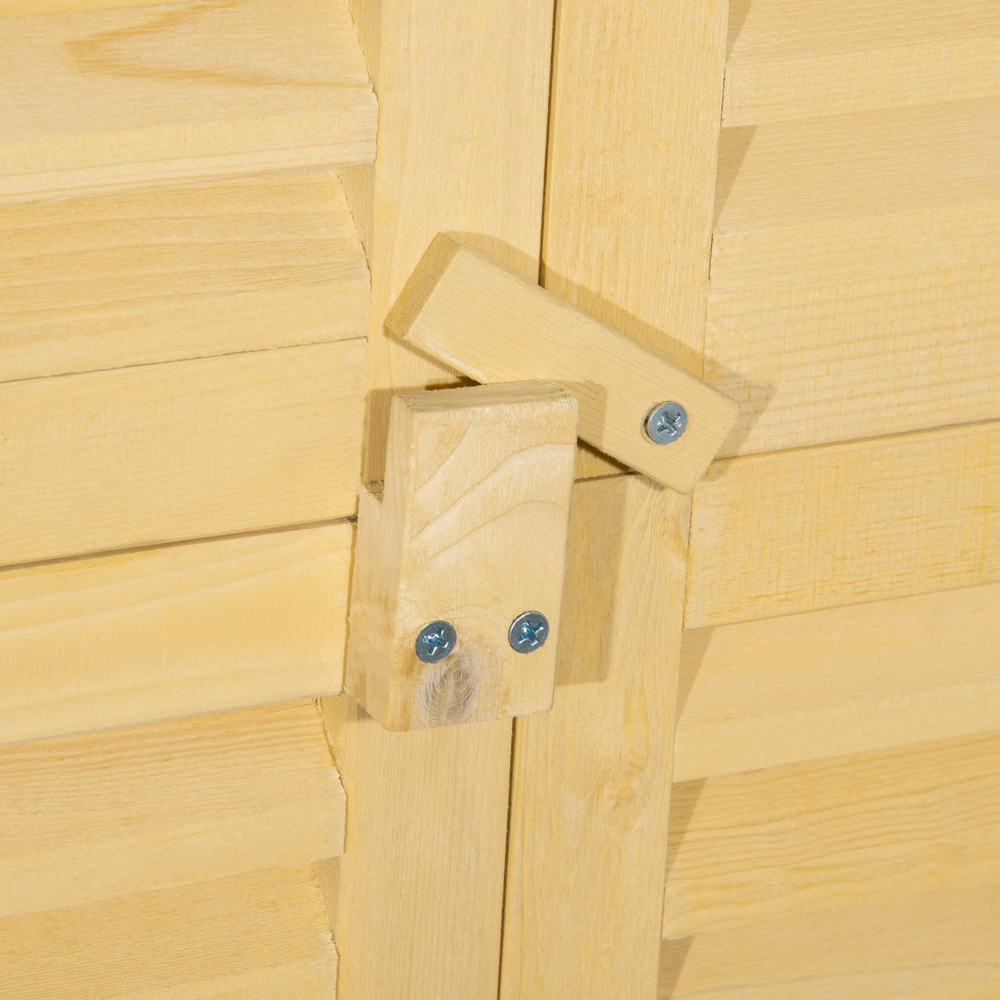 Gartenschrank Holz Geräteschuppen Gerätehaus mit Asphaltdach Lamellentür Geräteschrank Schuppen Garten 4 Fächer Naturholz 87 x 46,5 x 160 cm