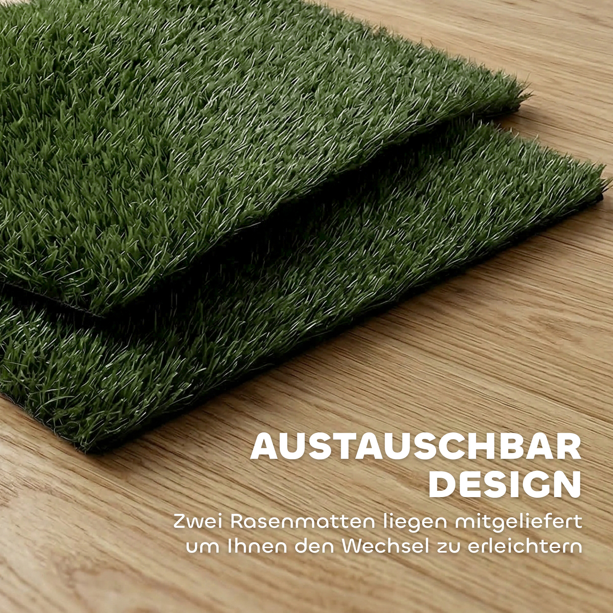 Hundetoilette 76 x 50,5 cm Hundeklo mit 2 Kunstrasen waschbar Welpentoilette für Hunde für Balkon Zuhause Schwarz+Grün