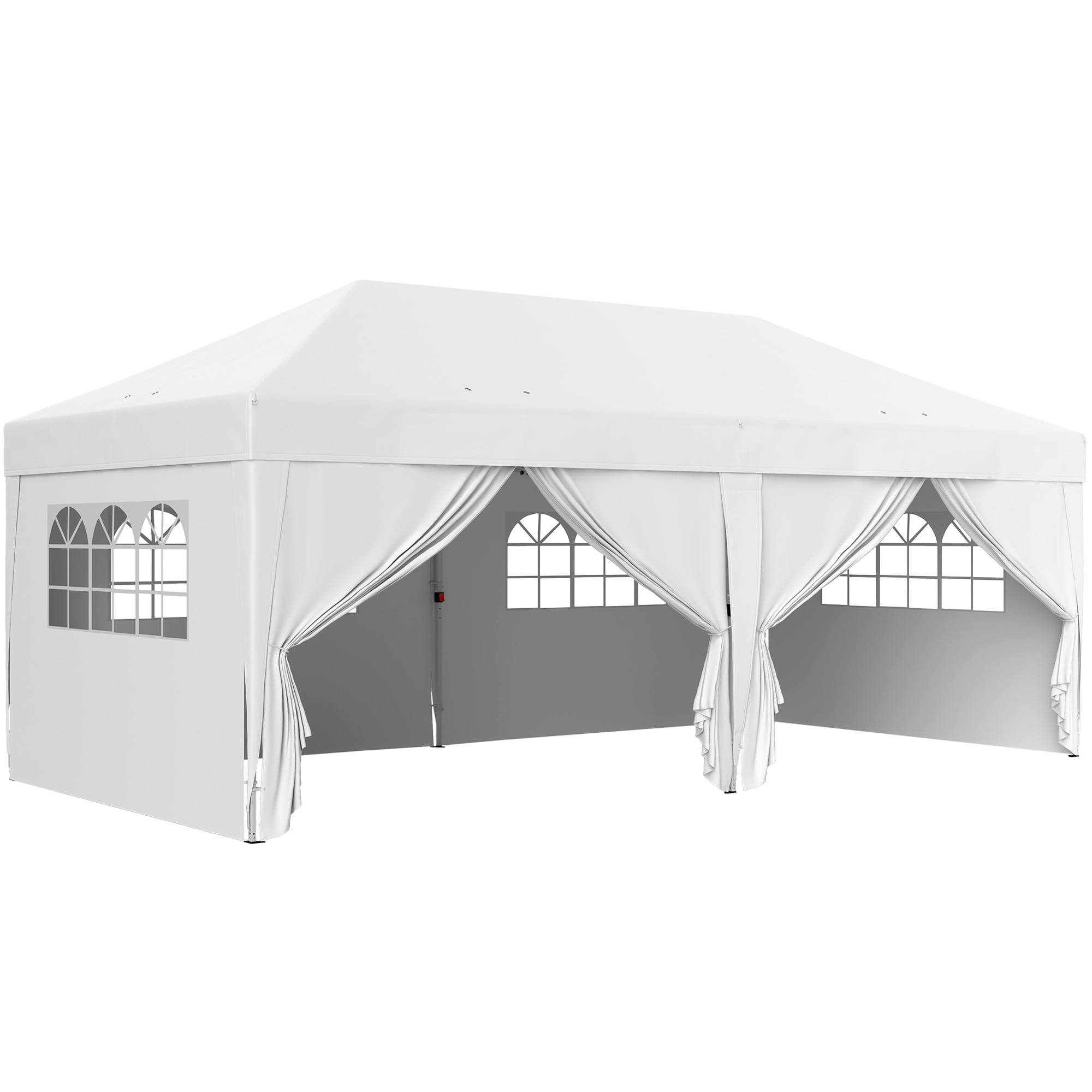 Pavillon ca. 6x3m Stabil Winterfest Pop-up Faltpavillon mit Fenster Reißverschlusstür Seitenteilen UV Schutz