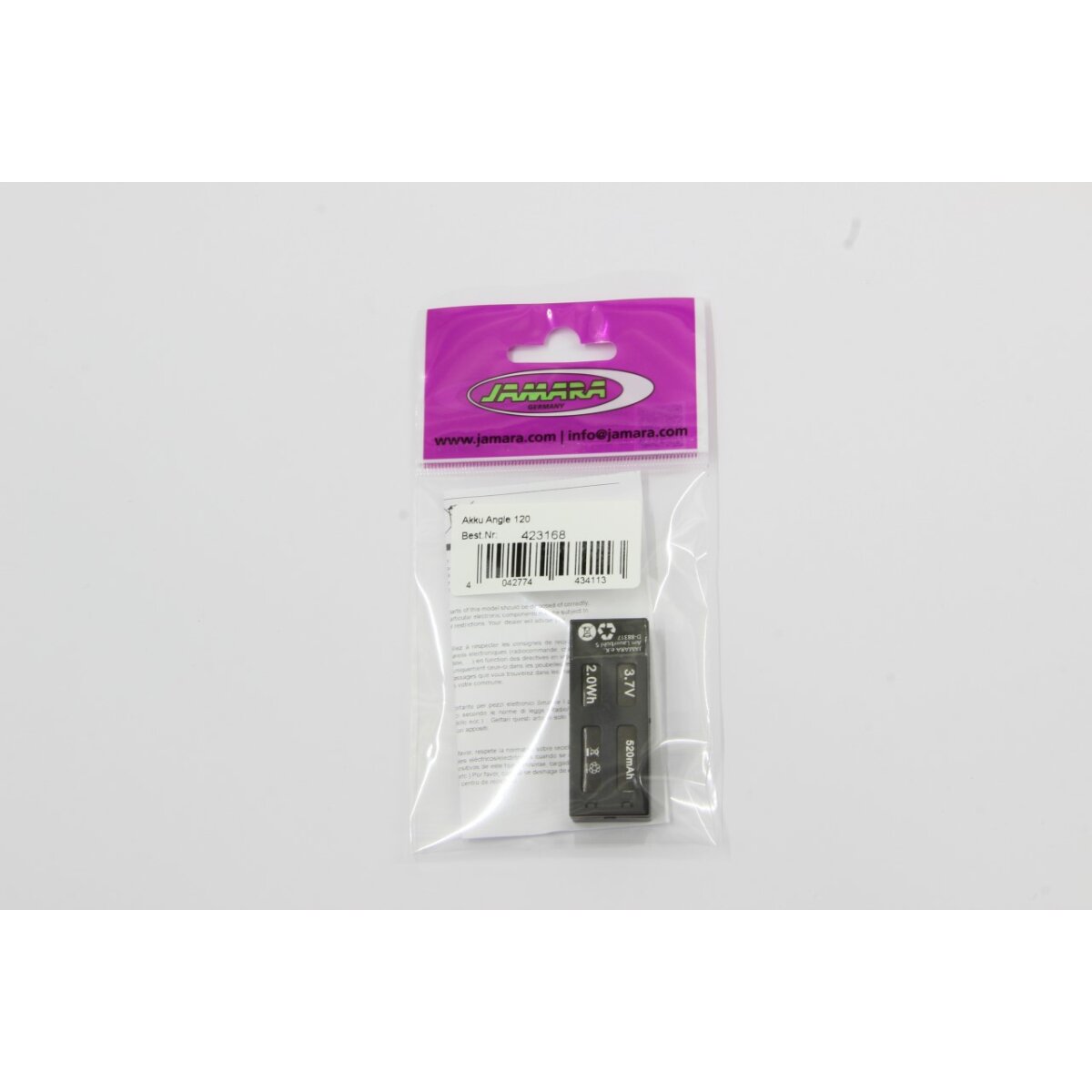 Akku Angle 120 Lipo 3,7V 520mAh 1,92Wh Akku Angle 120 Lipo 3,7V 520mAh 1,92Wh