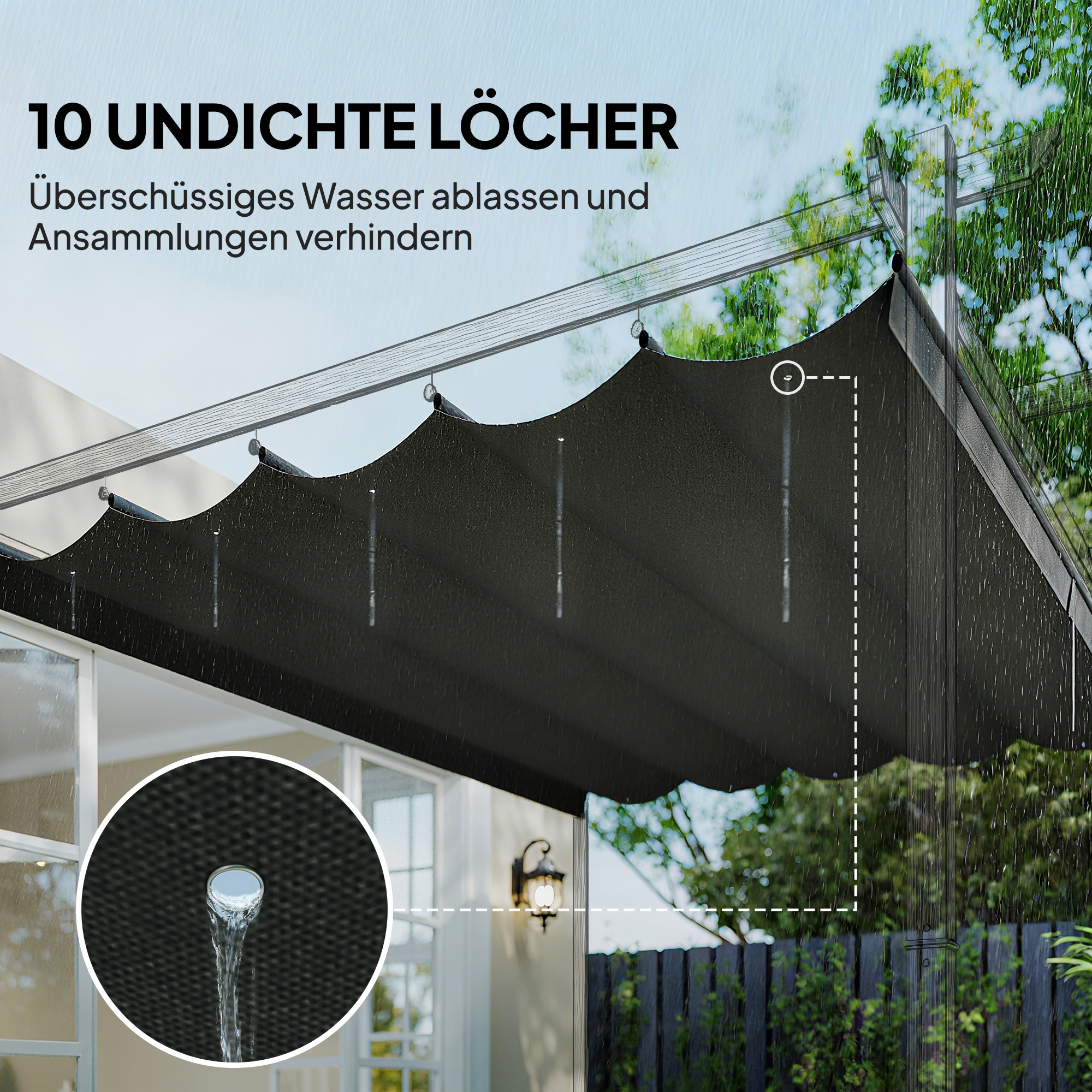 Ersatzplane für 3x3m Pavillons, mit Wasserablauflöchern, 2,50 x 2,55 m, Dunkelgrau