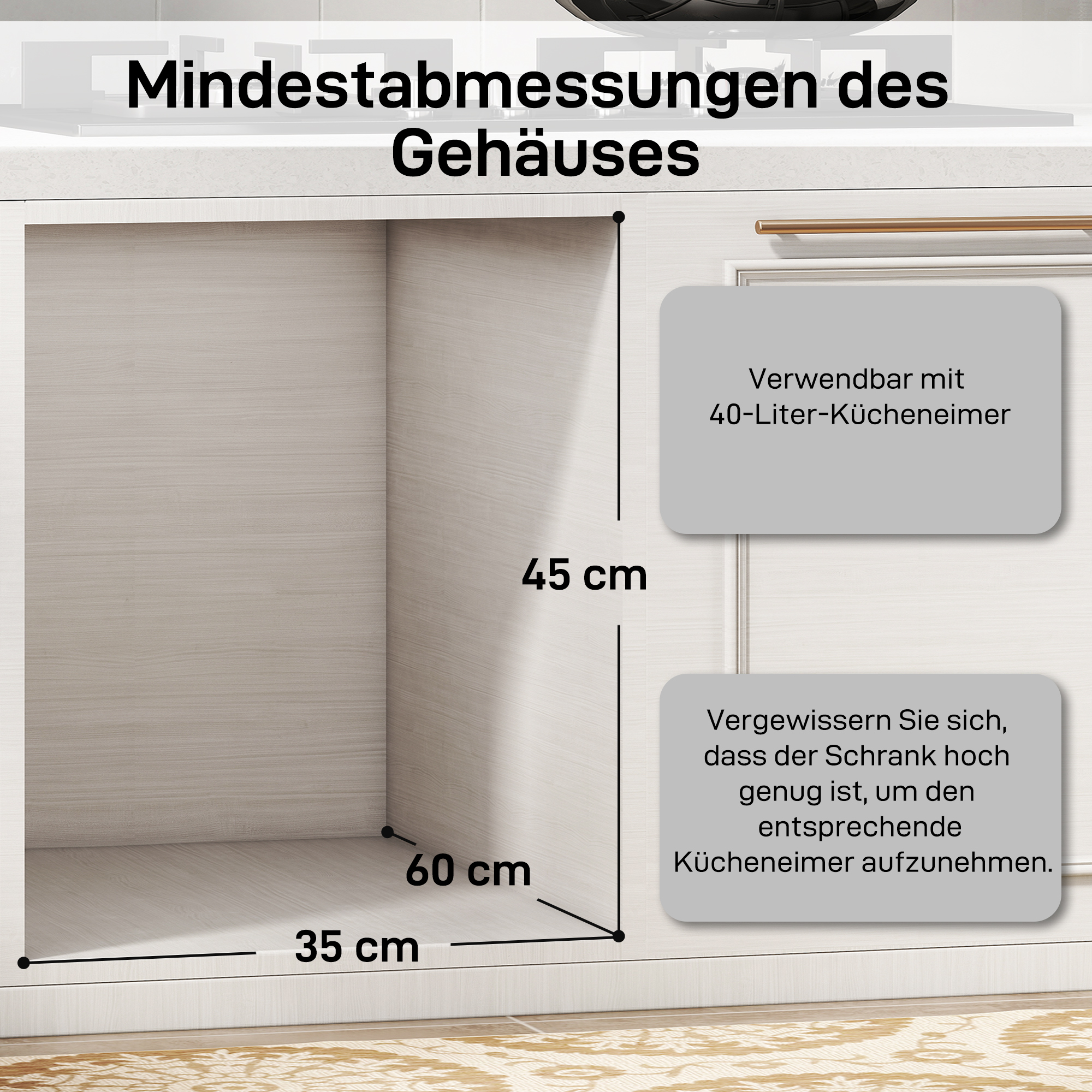 Ausziehbarer Mülleimer, 2 x 20 L, entnehmbare Behälter, Kunststoff, Metall, Grau