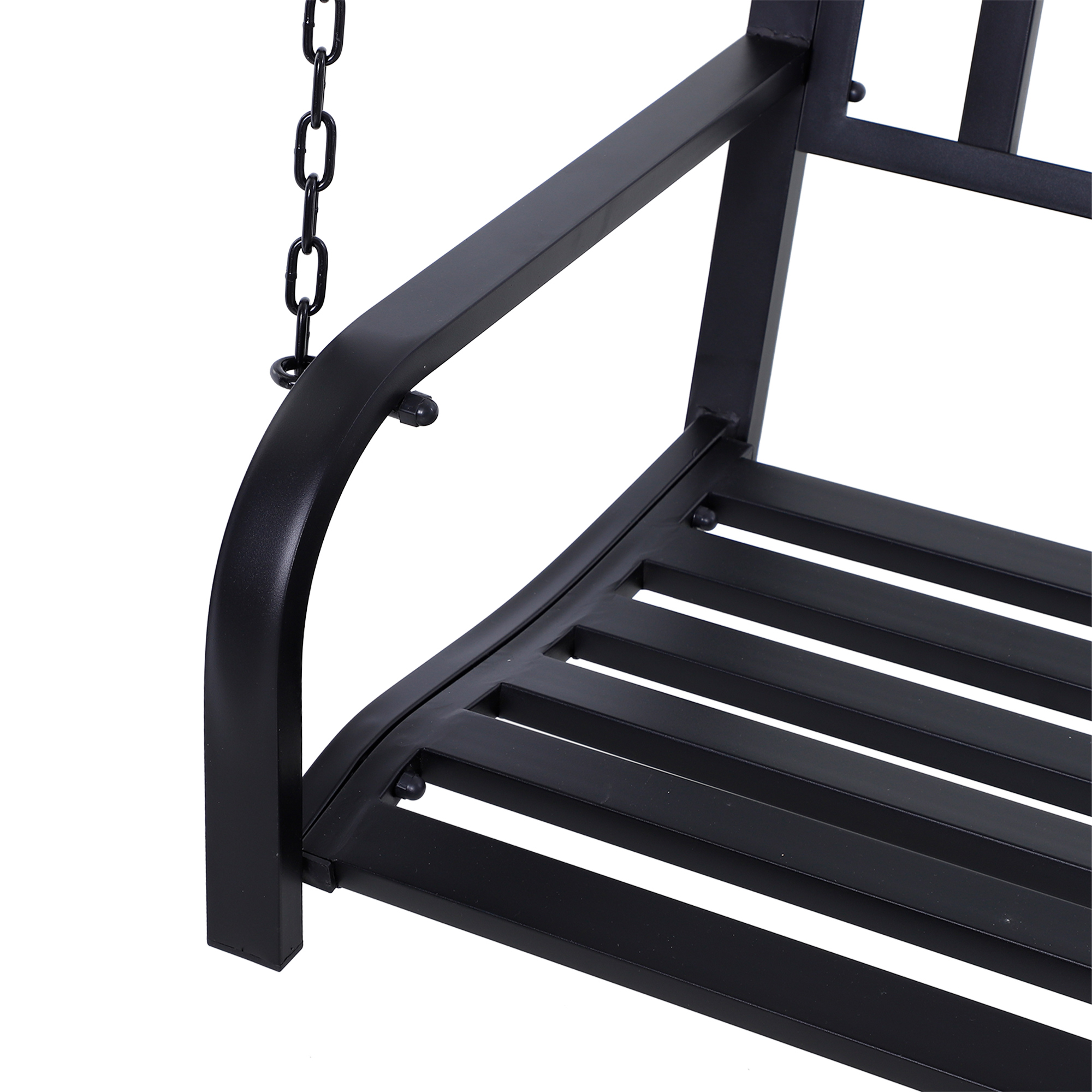 Hängebank 2-Sitzer Gartenschaukel Schaukelbank Hollywoodschaukel Schwebebank mit Ketten Metall Schwarz 127 x 60 x 53 cm