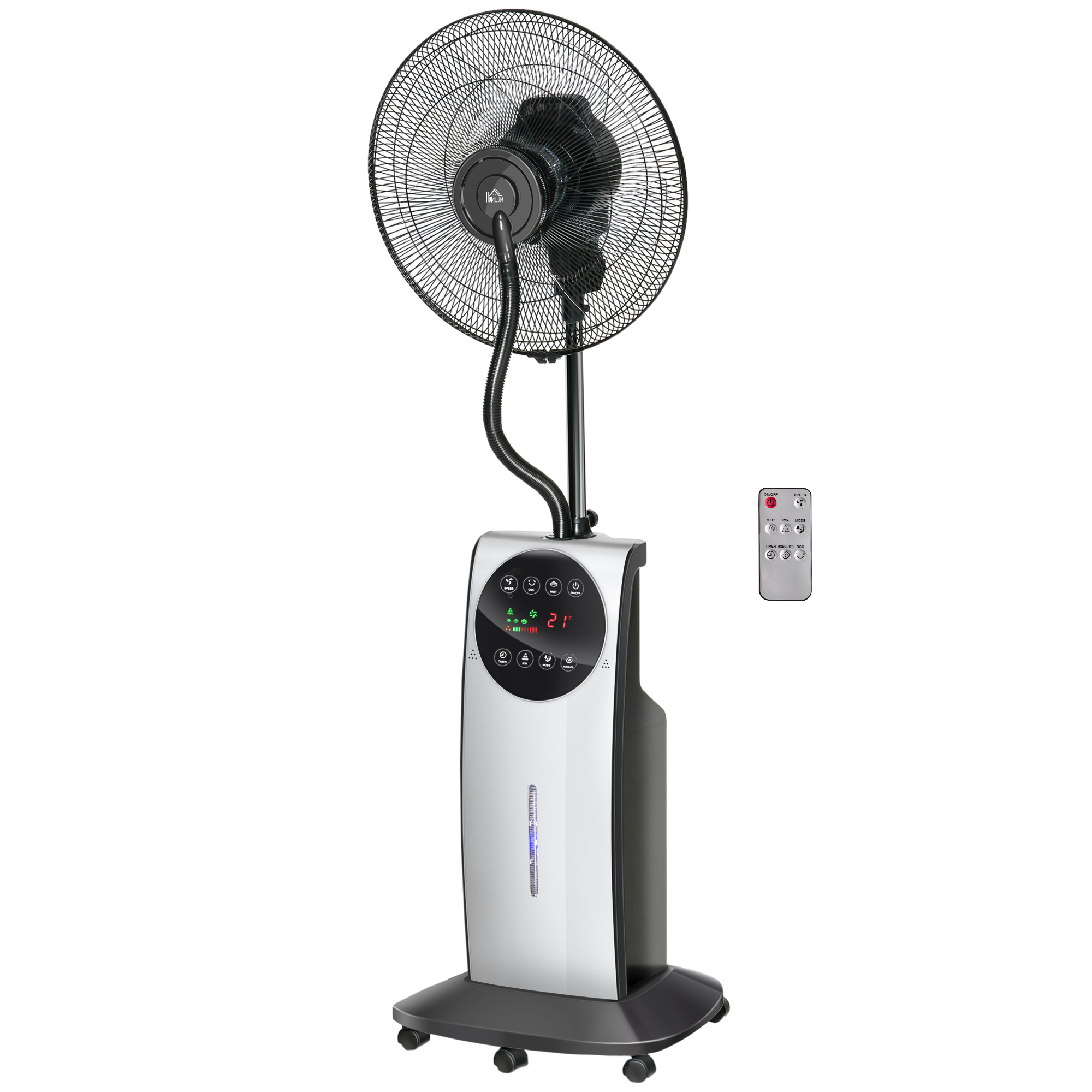 2-in-1 Ventilator, LED-Display, Timerfunktion, Ø 44,5 x 135H cm, Silber + Schwarz
