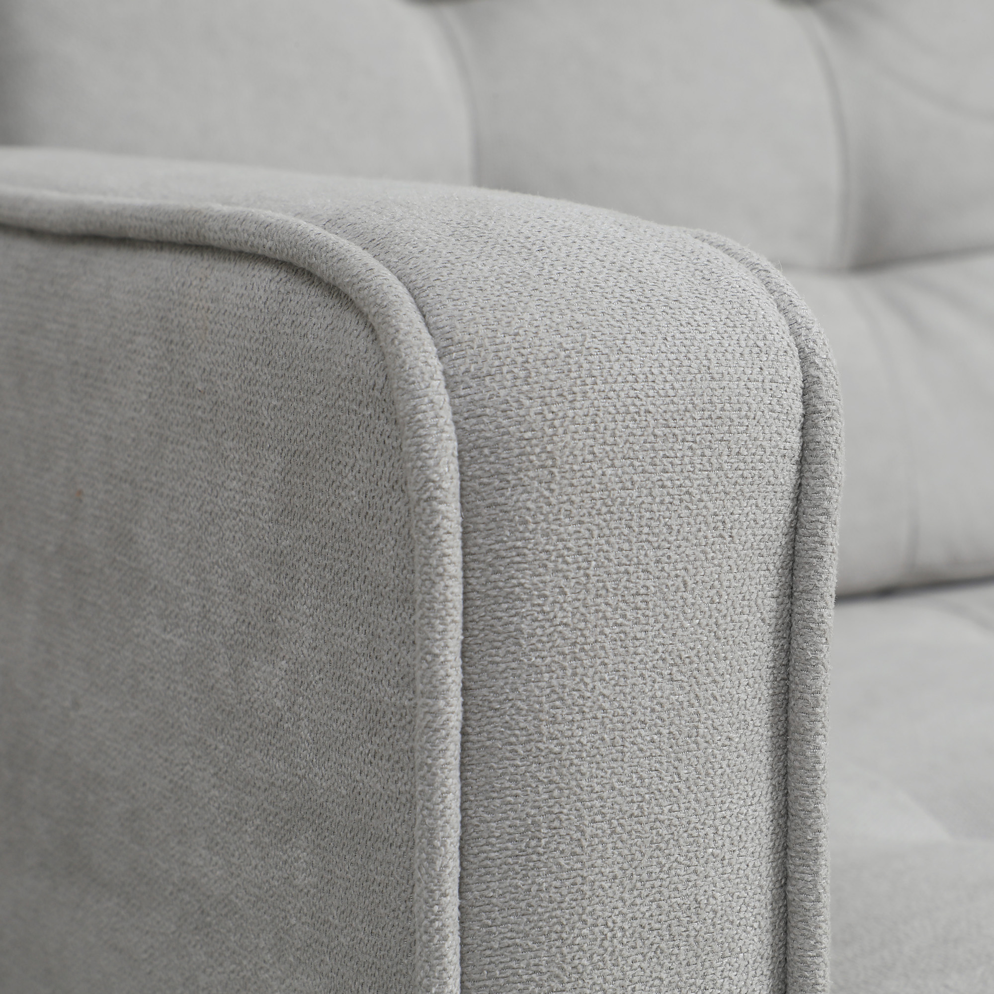 Zweisitzer-Sofa mit Stauraum, Knopfheftung, Kissen, Kautschukbaumholz, 117x62x78cm, Hellgrau