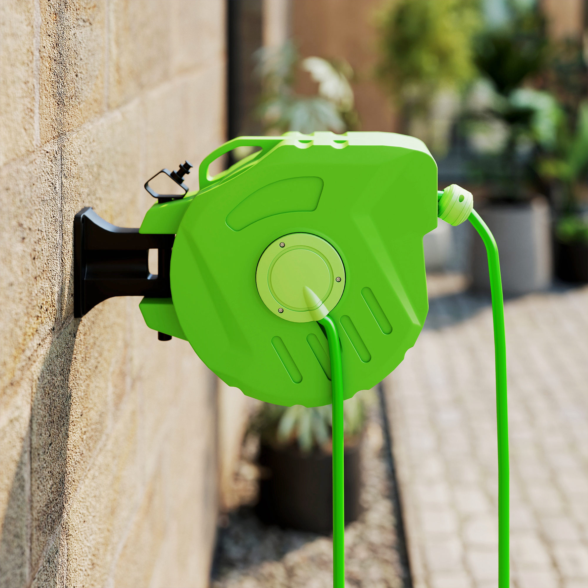 Schlauchtrommel 15+1,5m Schlauchaufroller Automatik schwenkbar Druckluft Garten 180° schenkbar Druckluftschlauch Grün