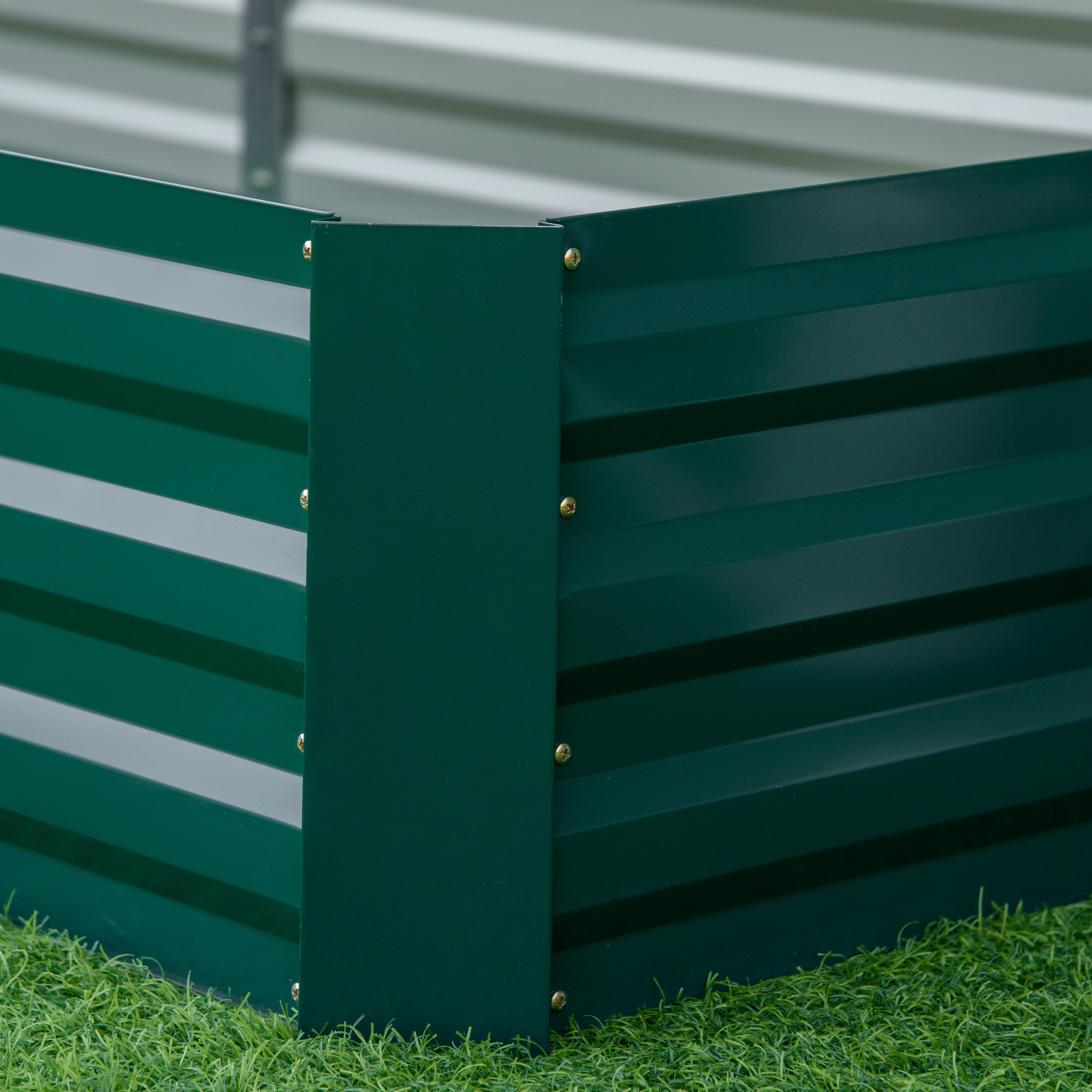 Stahl-Hochbeet, offener Boden, einfacher Aufbau, 95L x 90,5B x 29,8H cm, Grün