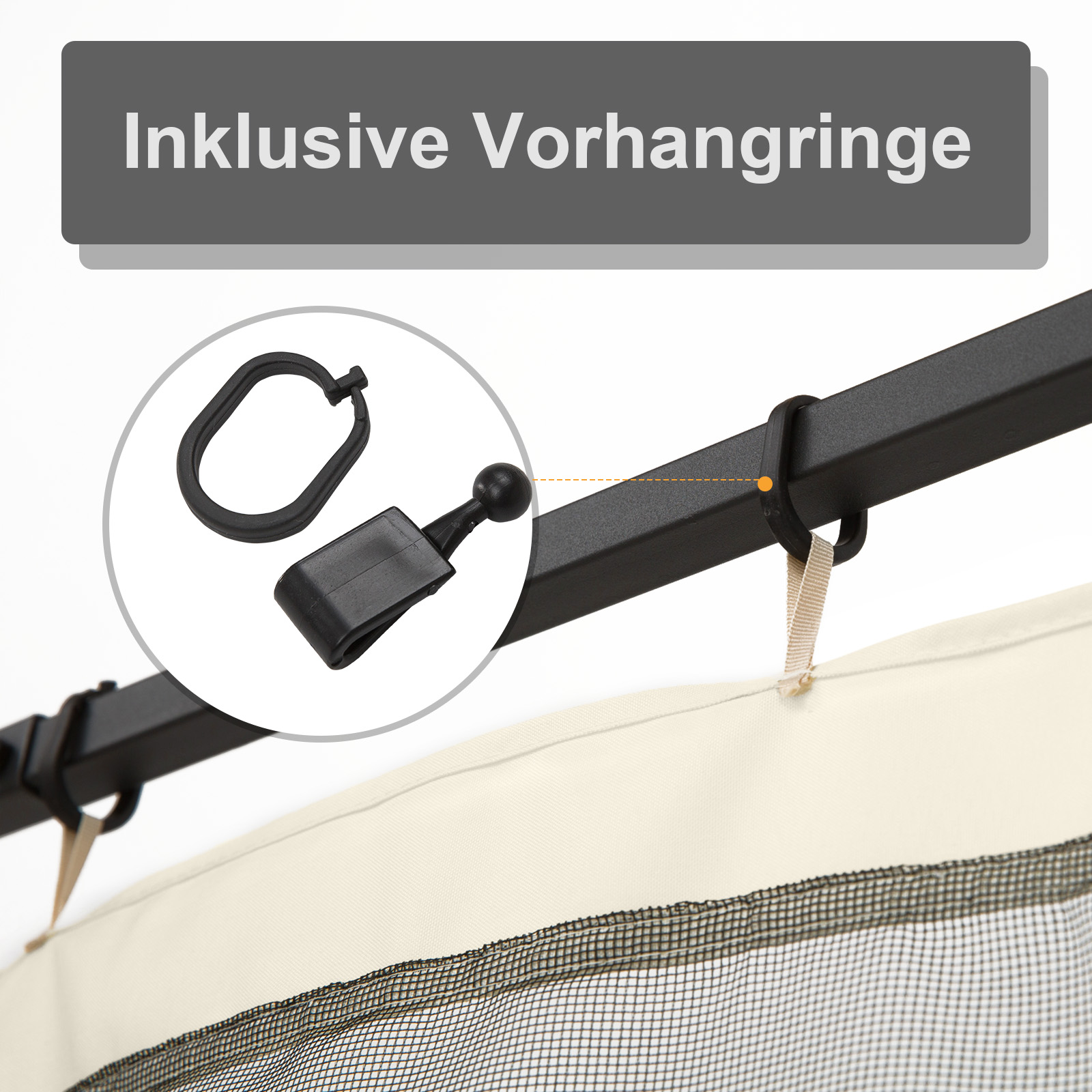 Moskitonetz für 3x3 Pavillon 4 Seitenteile Fliegennetz mit Haken Reißverschluss Mückennetz Insektenschutz Fliegengitter Nylon-Mesh Schwarz