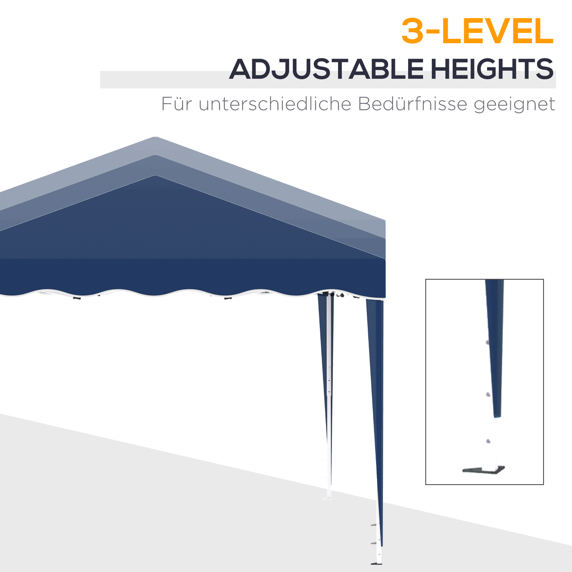 Faltpavillon Pavillon 3 x 3 m Gartenpavillon faltbar Partyzelt höhenverstellbar Gartenzelt mit Transporttasche UV-Schutz Stahl Oxford Blau