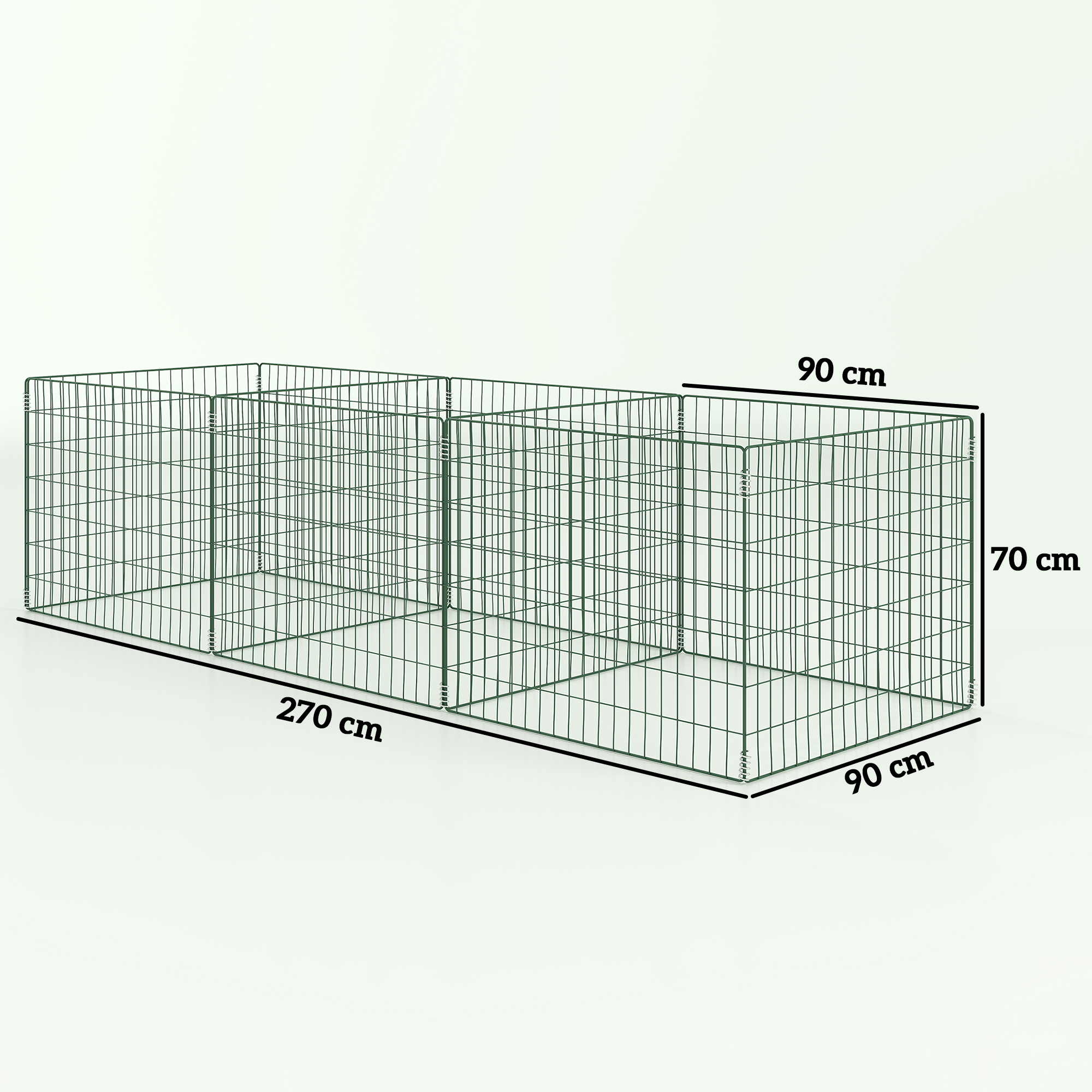 Komposter 1680 Liter, 270 x 90 x 70 cm 3-teilig Schnellkomposter aus Stahl, wetterfest Grün