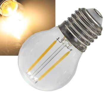 LED Tropfenlampe E27 "Filament T4" - 3000k, 524lm, 230V/4W, warmweiß LED Tropfenlampe E27 "Filament T4" - 3000k, 524lm, 230V/4W, warmweiß