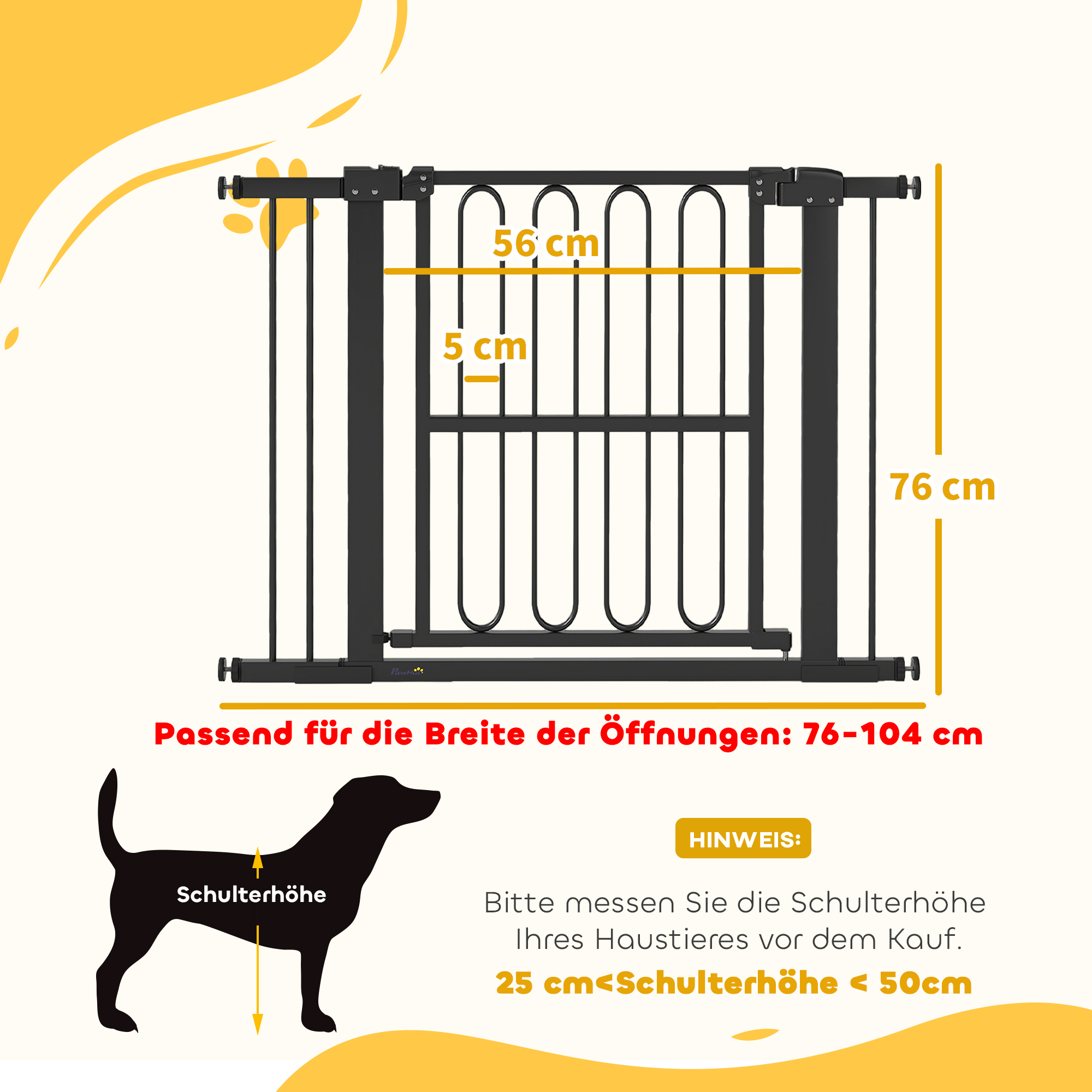 Türschutzgitter Hund, 76-104 cm Absperrgitter ohne Bohren, Treppengitter