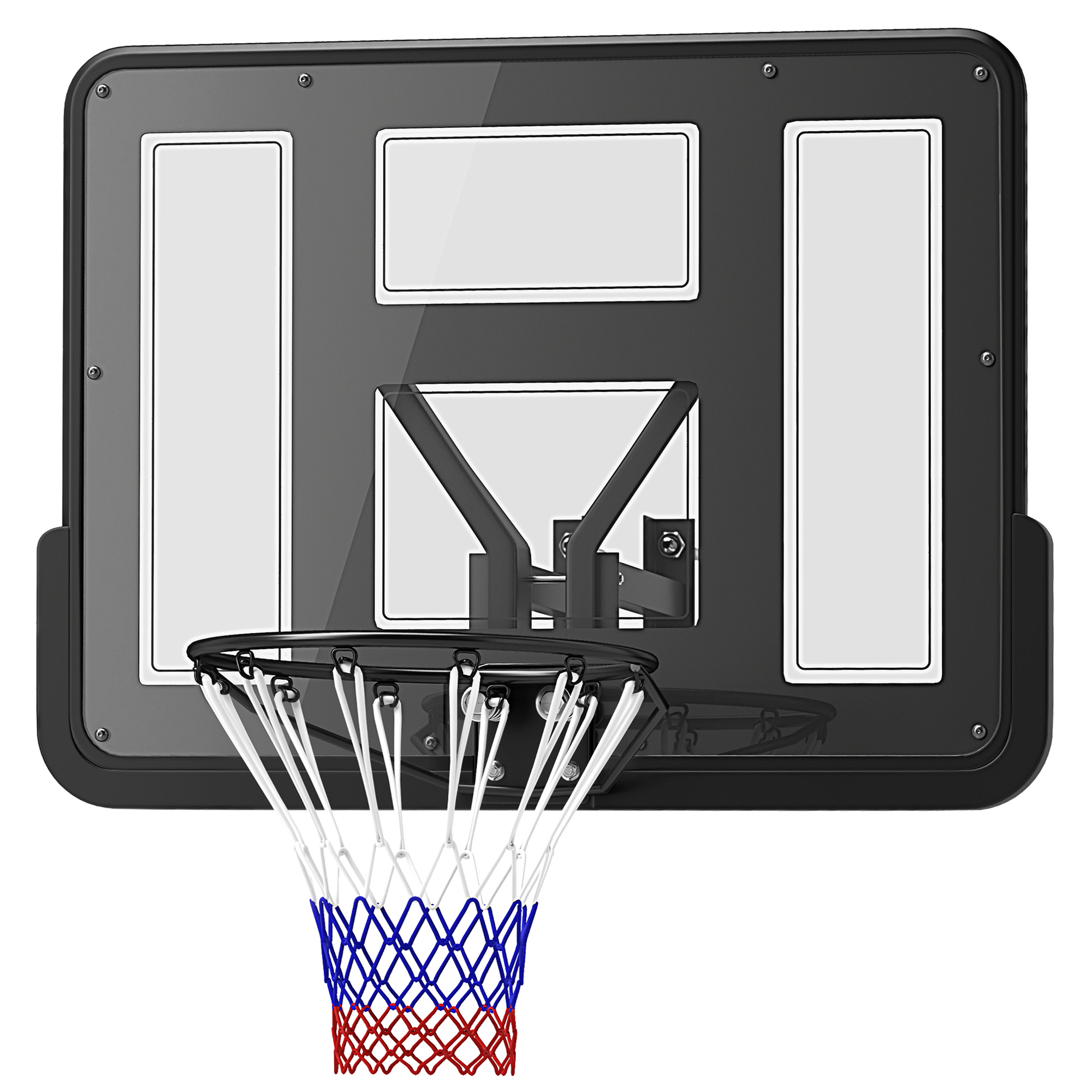 Wandmontierter Basketballkorb, Reißfestes Netz, wetterbeständig, widerstandsfähig, für drinnen und draußen, Schwarz Wandmontierter Basketballkorb, Reißfestes Netz, wetterbeständig, widerstandsfähig, für drinnen und draußen, Schwarz