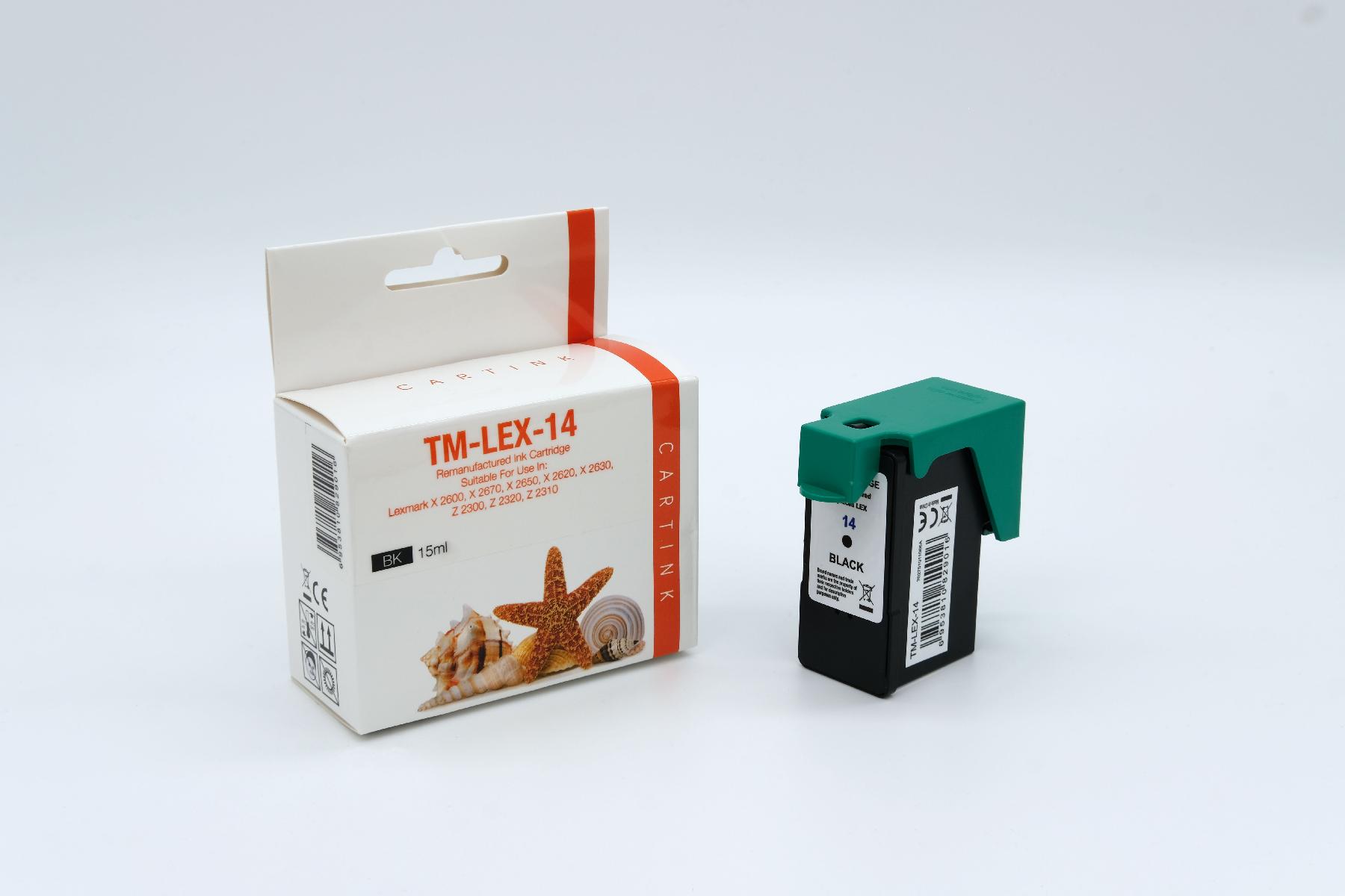 LEX14 Refill Tinte schwarz für Lexmark / 18C2090E / 15ml
