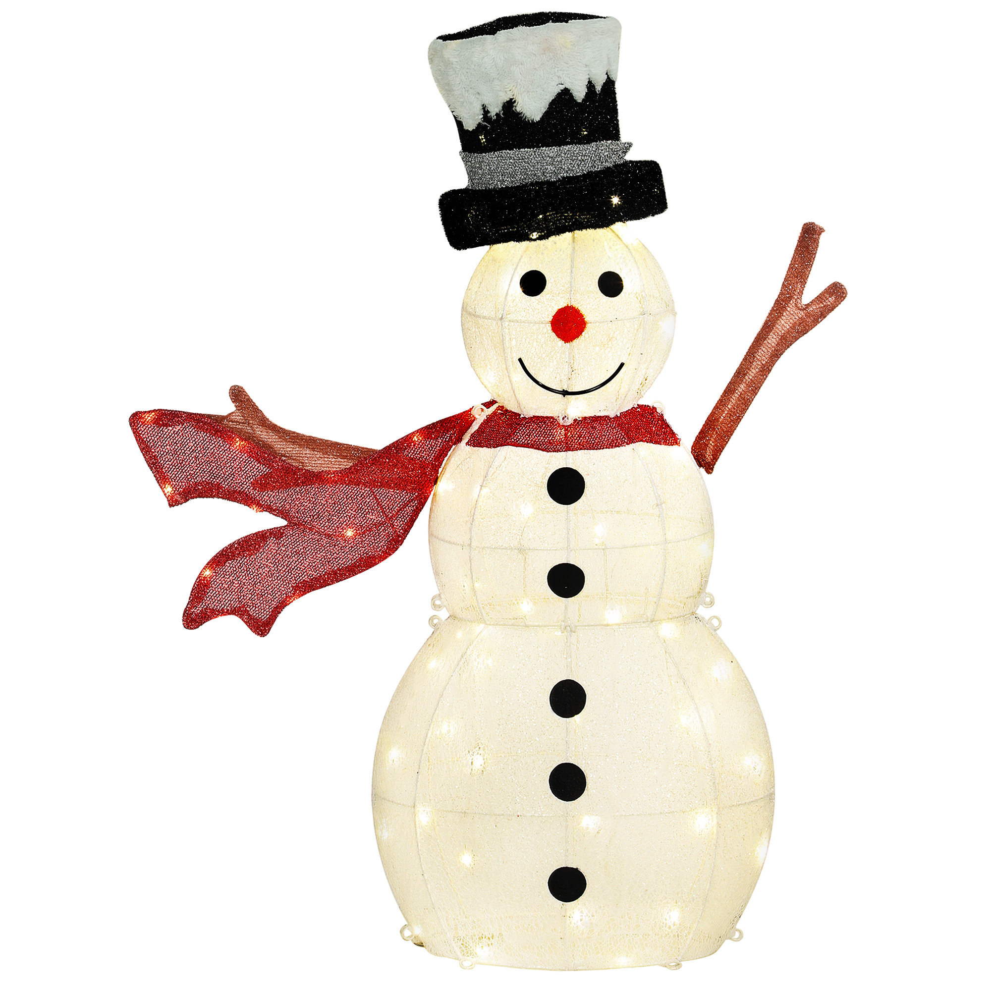78er LED Weihnachtsdeko, Weihnachten Schneemann in warmweiß, Stahlrahmen, für Indoor, Outdoor, Mehrfarbig