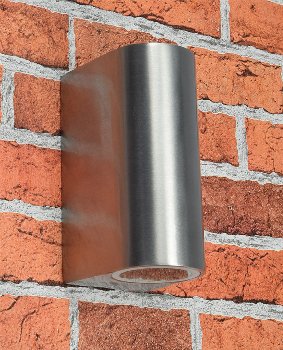 Außen-Wandleuchte "CTW-2", für 2x GU10, IP44, Edelstahl poliert