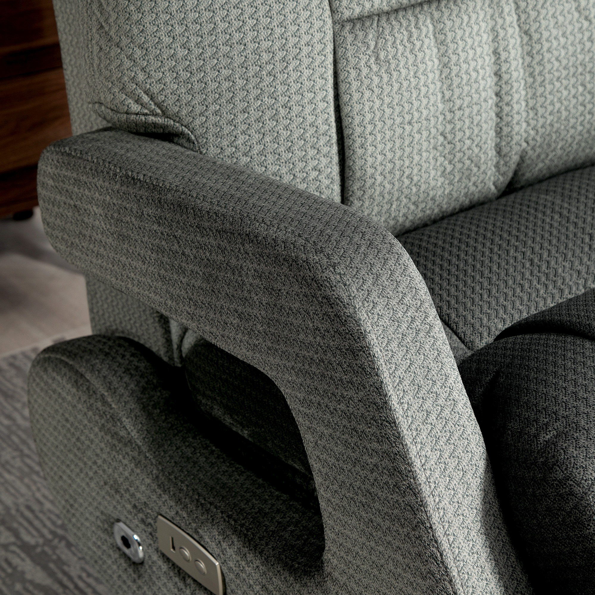 Recliner-Sessel, Elektrischer Polstersessel mit USB-Anschluss und Fußstütze, Samtoptik, drehbar, verstellbar, Grau